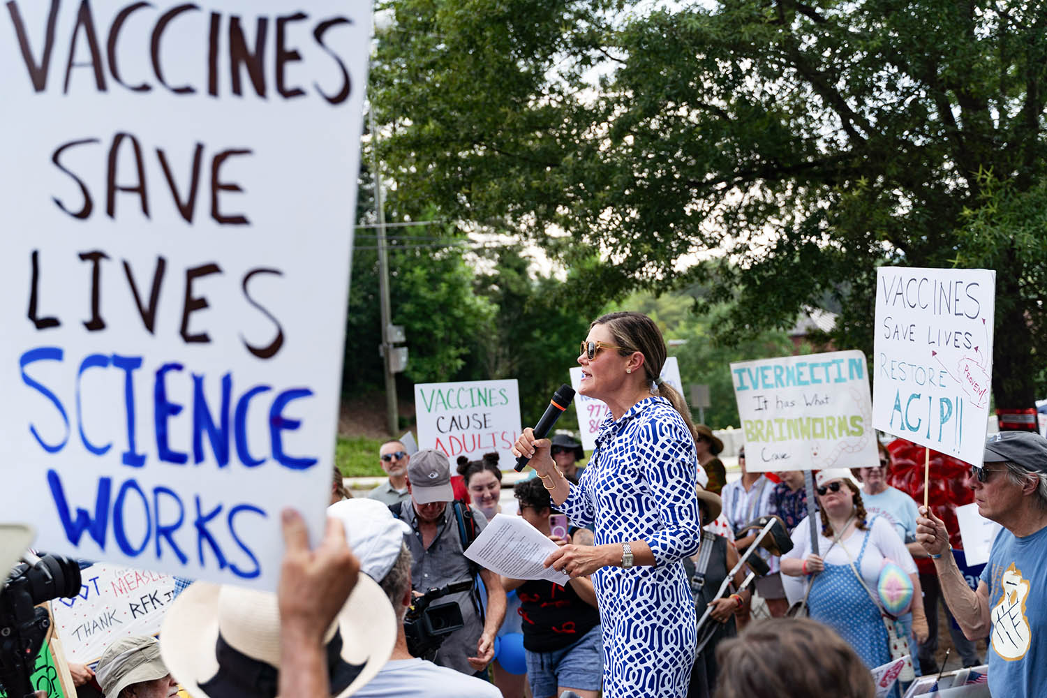 Senator Elena Parent from Georgia outside the Centers for Disease Control and Prevention (CDC) headquarters in Atlanta, Georgia, on 25 June 2025