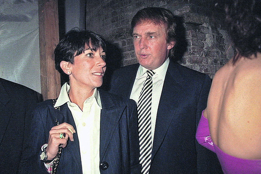 Ghislaine Maxwell and Donald Trump at a Ford modelling agency event in Manhattan in 1997; he frequently partied with Epstein in that decade