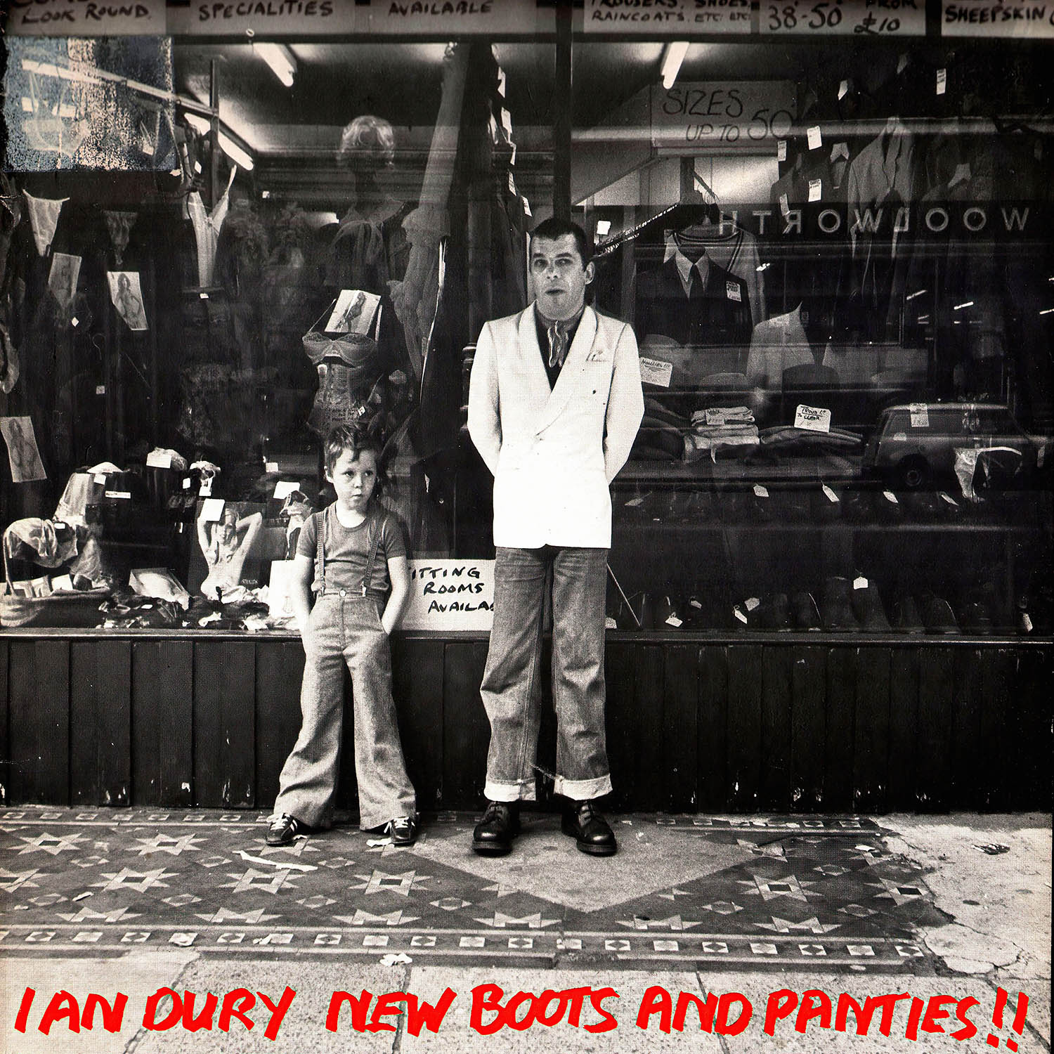 A young Baxter with his dad on the cover of Ian Dury’s 1977 debut album, New Boots and Panties!!