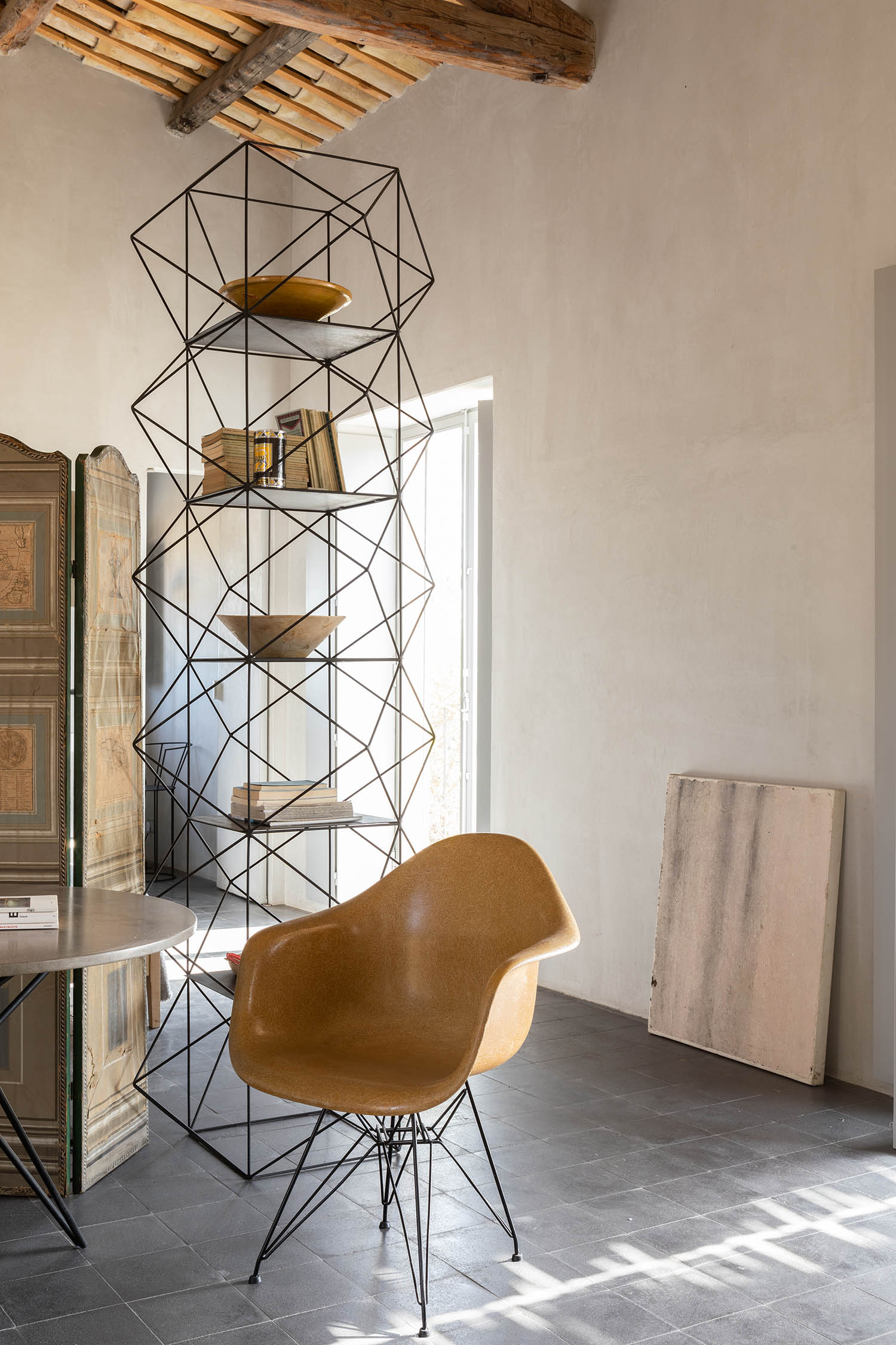 ‘We decided this was the right place for us’: Modern furniture and an iron bookcase in Antonino Sciortino’s studio
