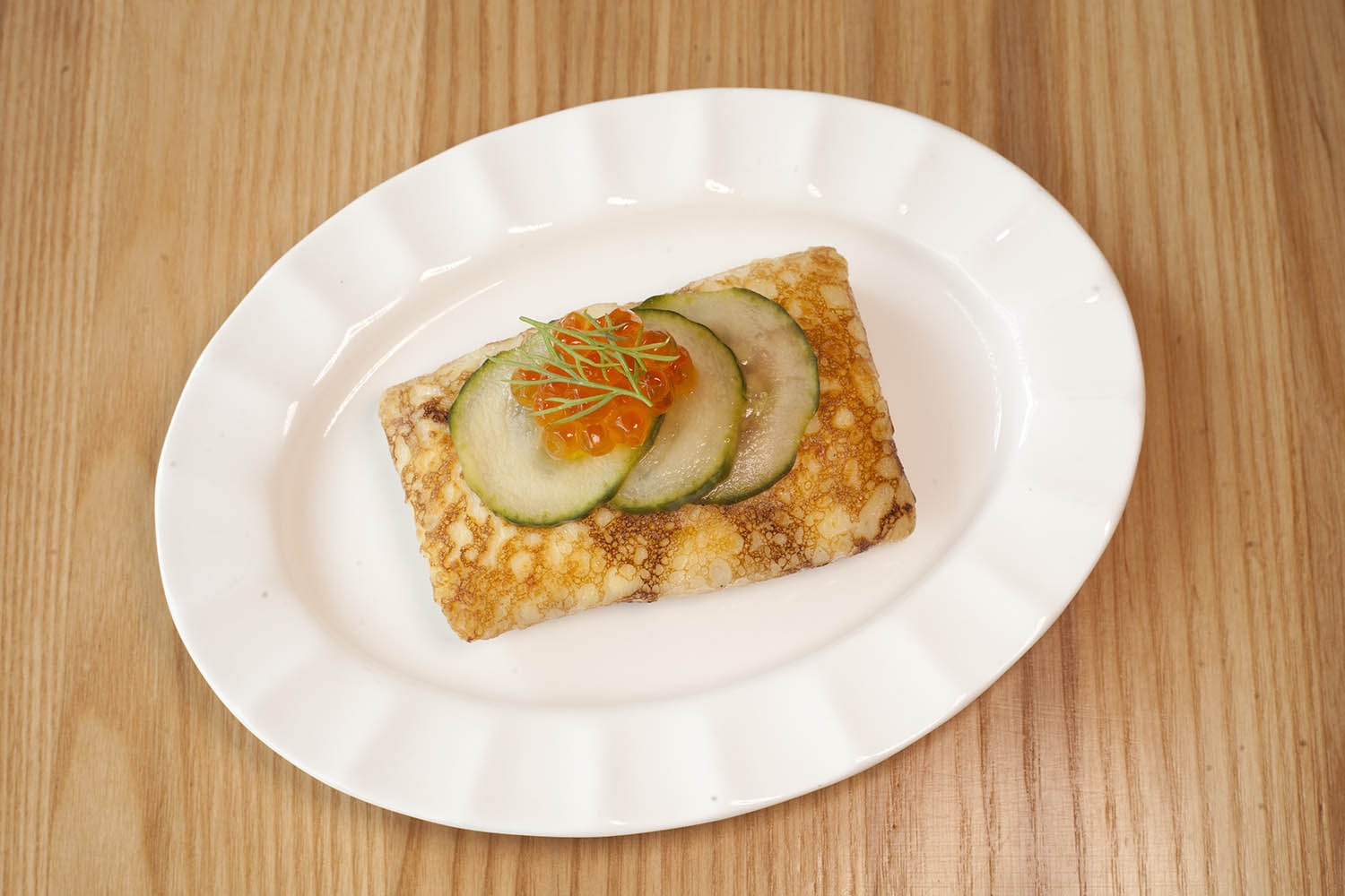 ‘Sensational’ but ‘more snack than starter’: salmon roe and cream cheese crepe