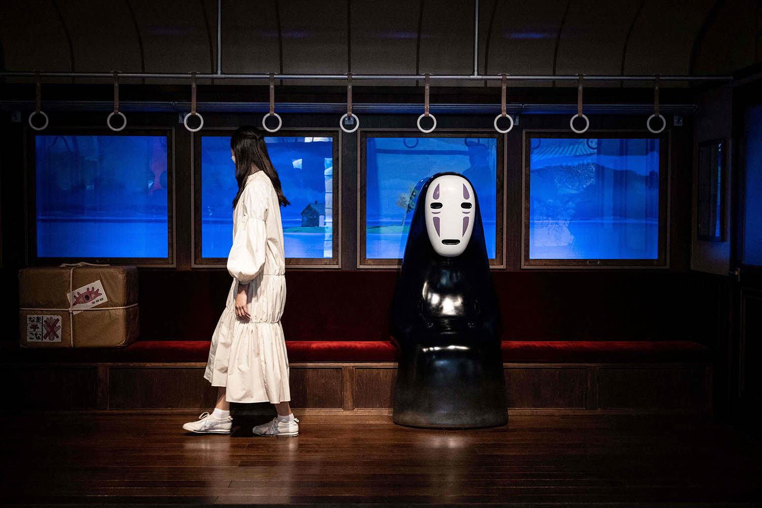 A model of No-Face from Spirited Away at Ghibli Park