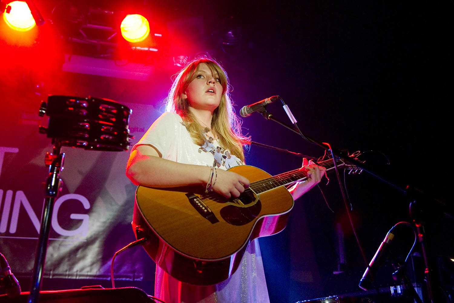 Onstage with Slow Club in London, 2010. Photo by Barney Britton/Redferns