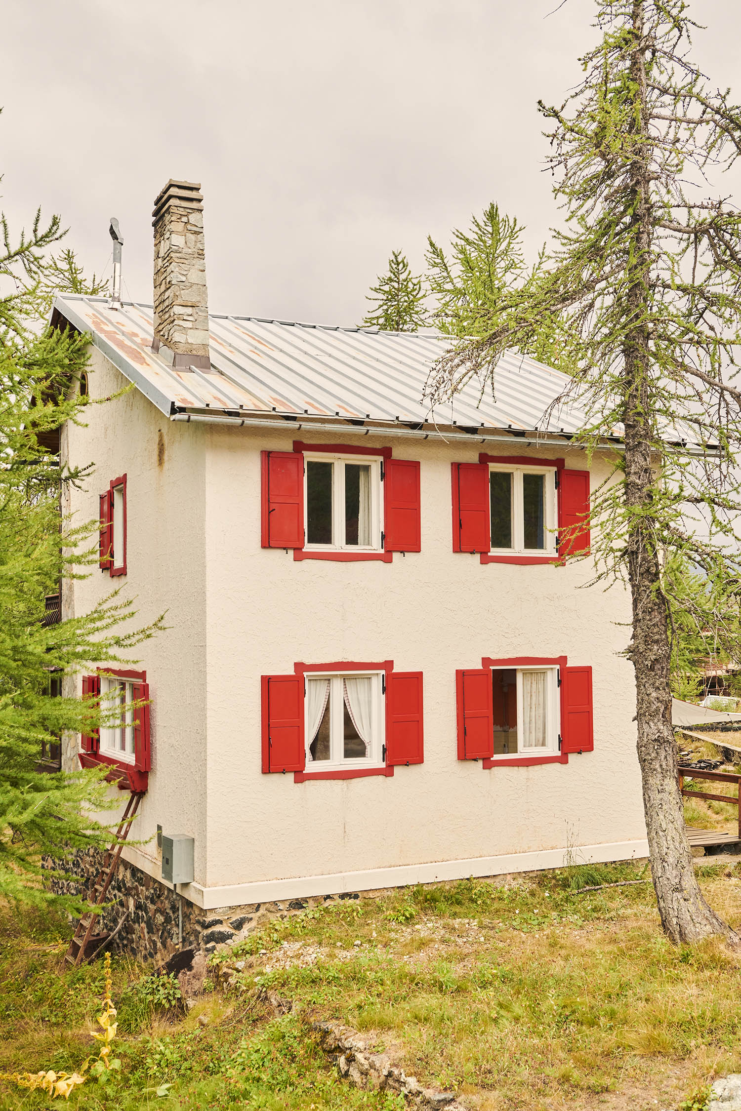 Doll’s house: red-shutters brighten a home in nearby Cesana, a village just above Sagnalonga