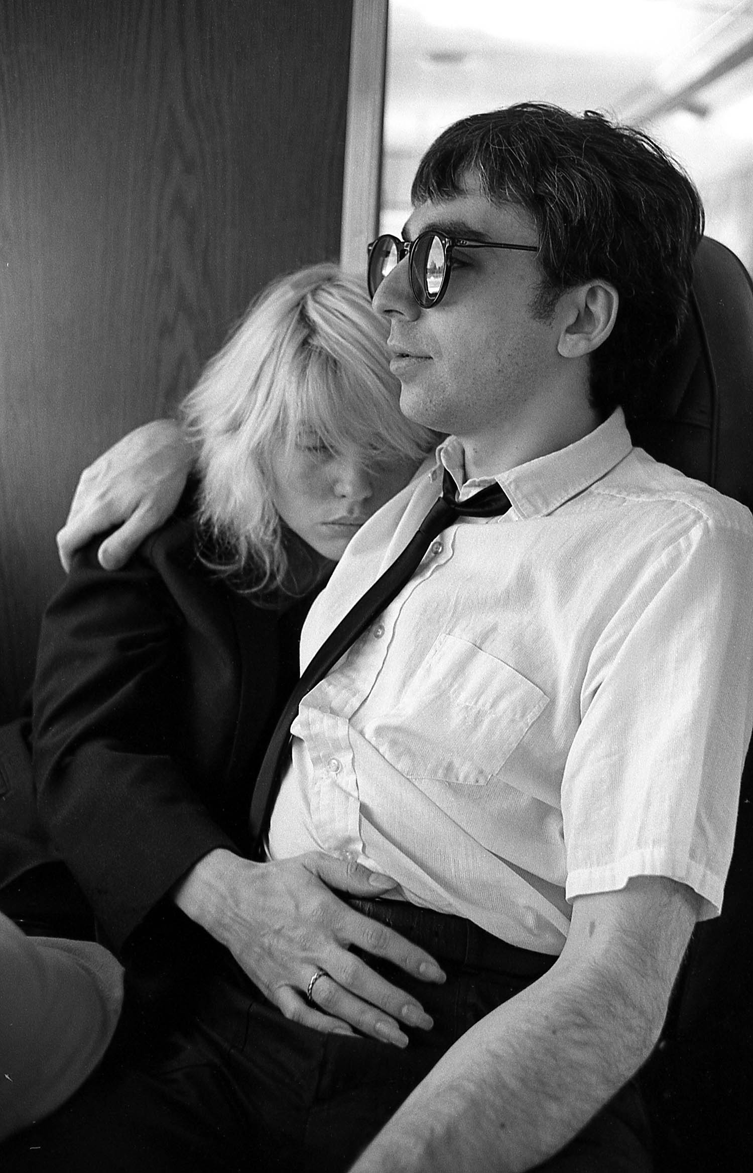 Harry and Stein asleep on a tour bus on the way to the Spectrum Arena, Philadelphia