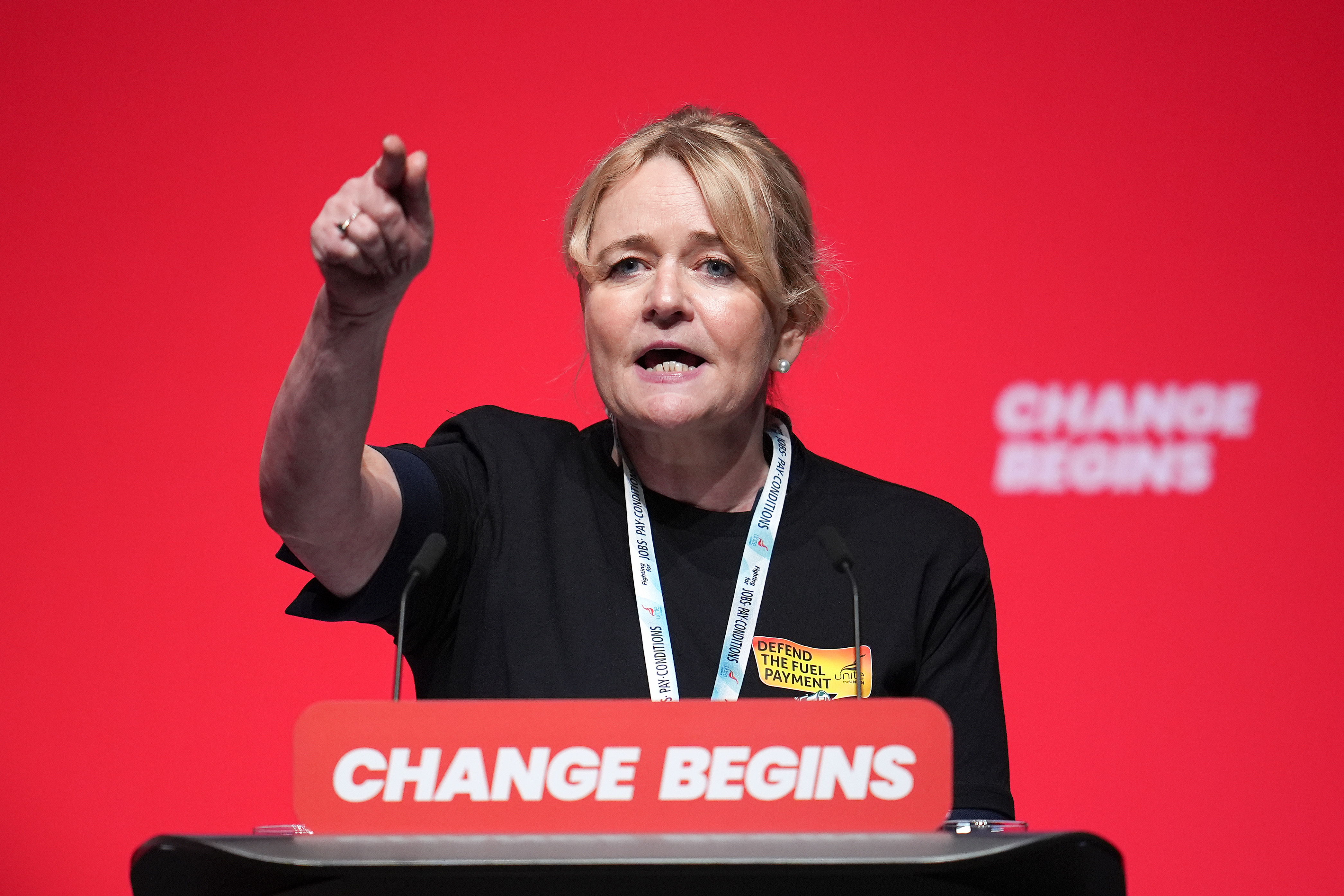 Unite general secretary Sharon Graham at last year’s Labour party conference in Liverpool