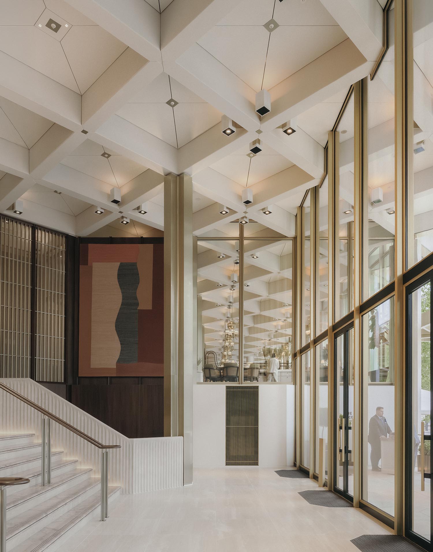 The opened-up entrance to Saarinen’s building, ‘an informed reinterpretation’