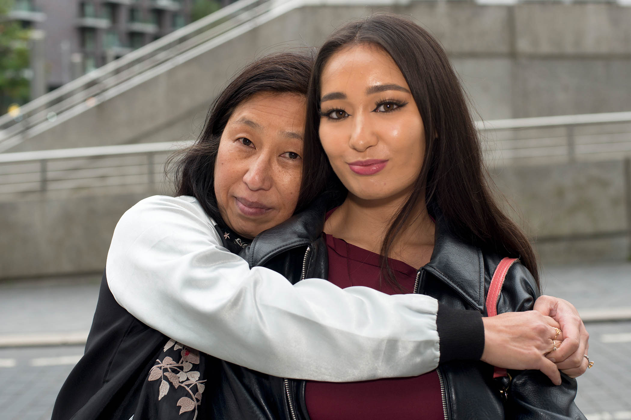 Tomoko and Chantelle, from Bournemouth outside Wembley Arena. Chantelle: ‘A cause like this brings us all together’