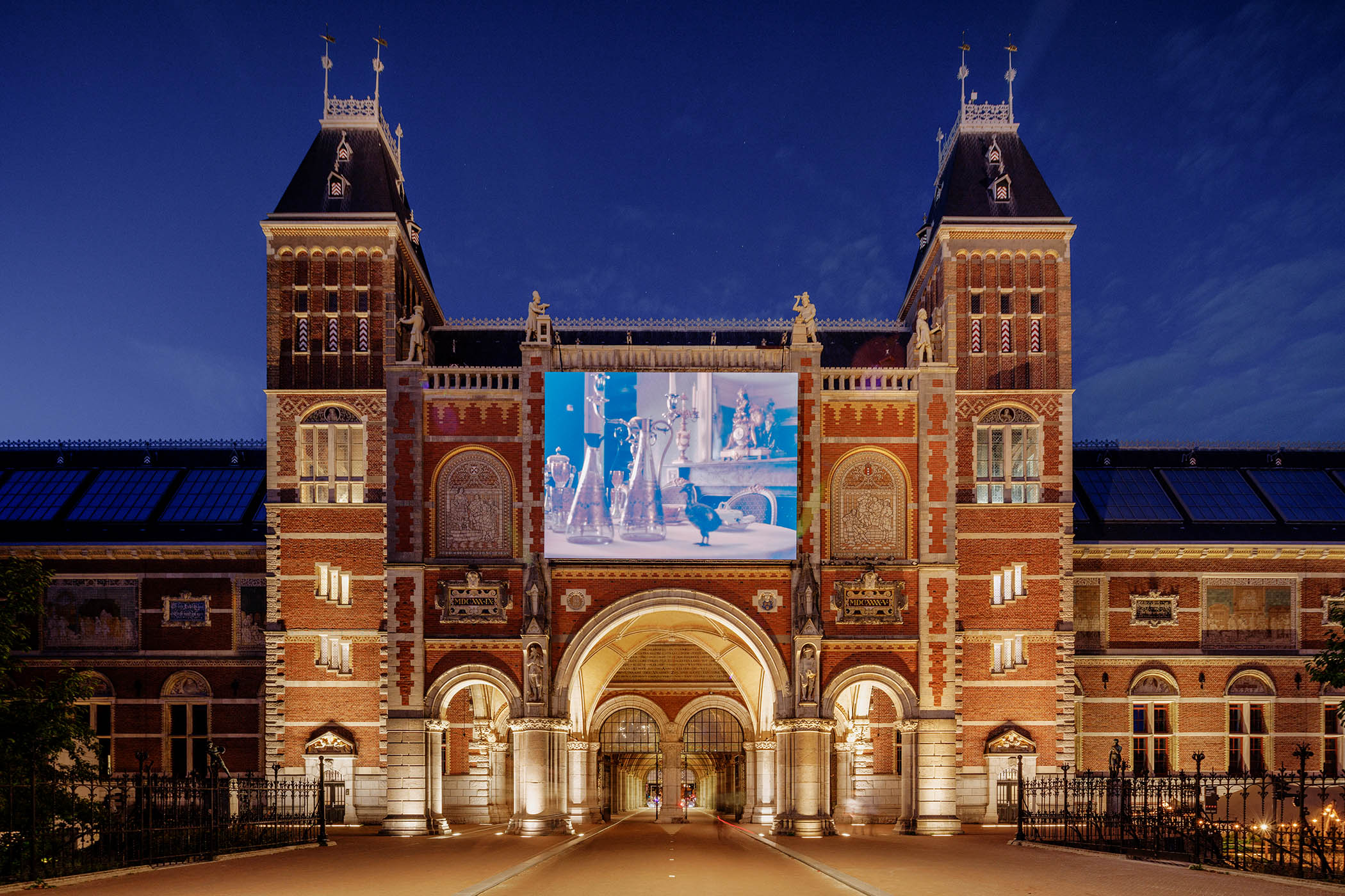 Occupied City is projected on to the facade of the Rijksmuseum