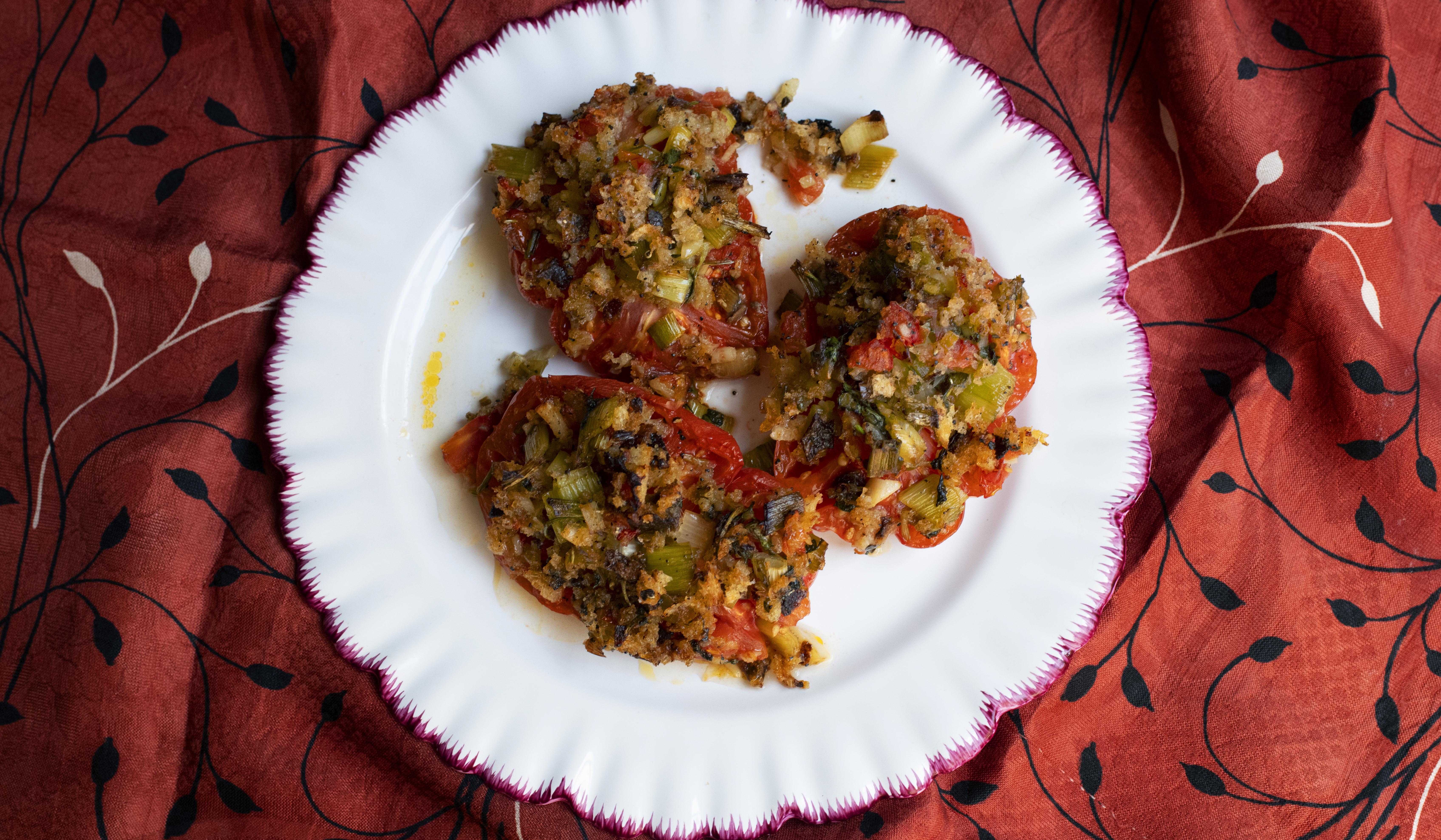 Nigel Slater’s midweek dinner: baked tomatoes, anchovy, basil