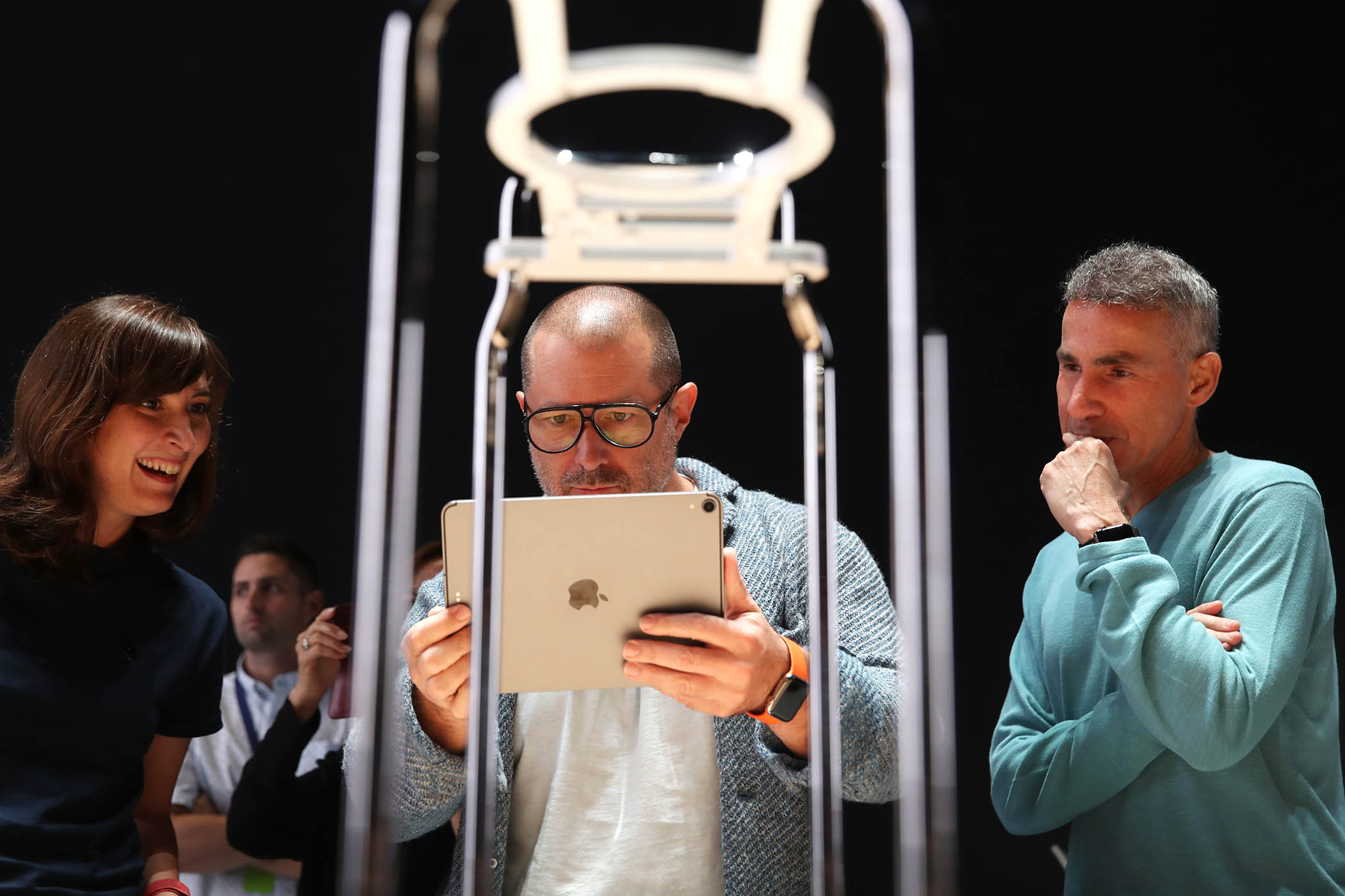 ‘Making art … helps people connect to the physical world’: Jony Ive, centre, co-designer of the iPhone and former chancellor of the Royal College of Art