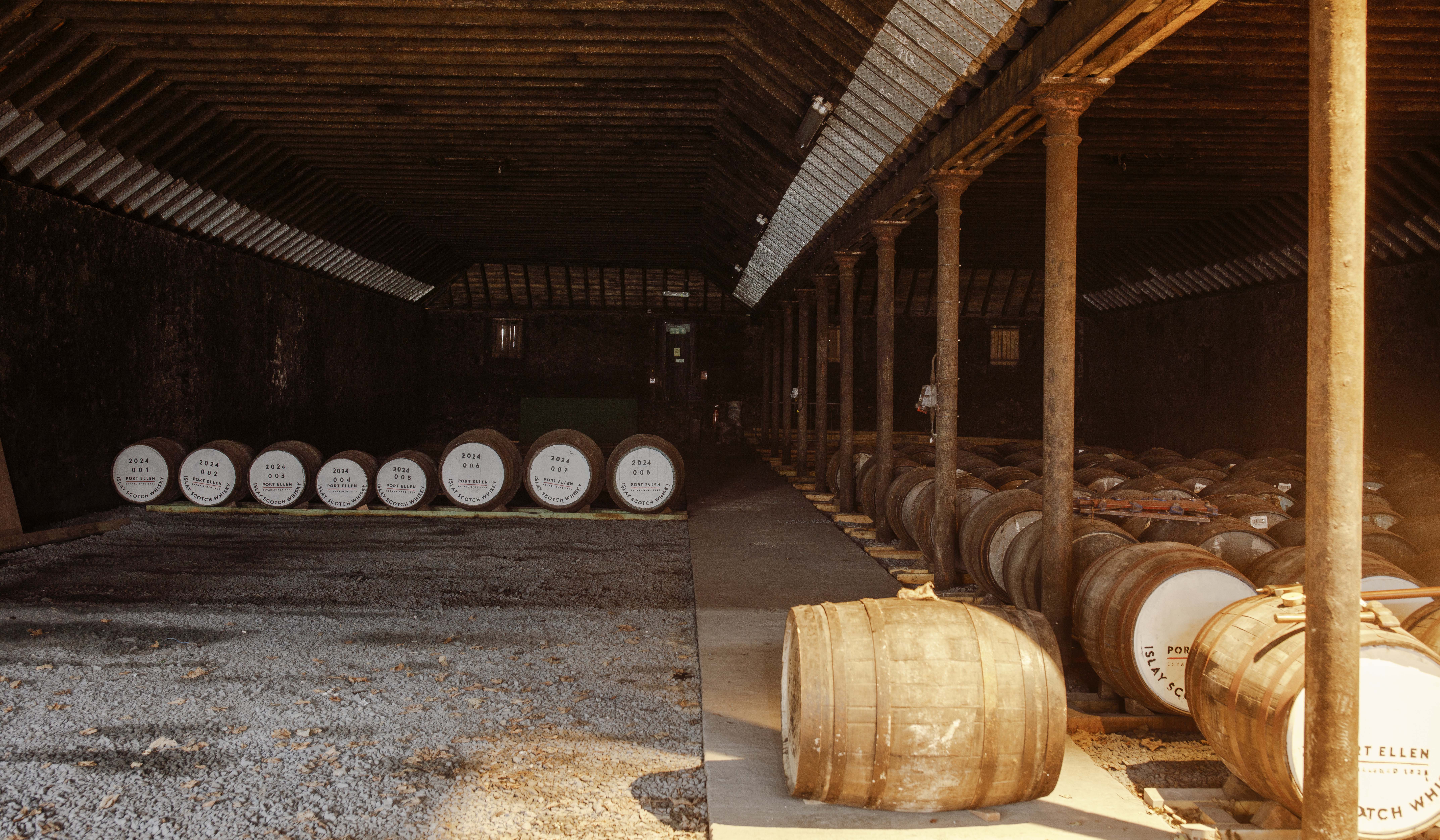 Roll out the barrel: whisky cask inside the distillery warehouse