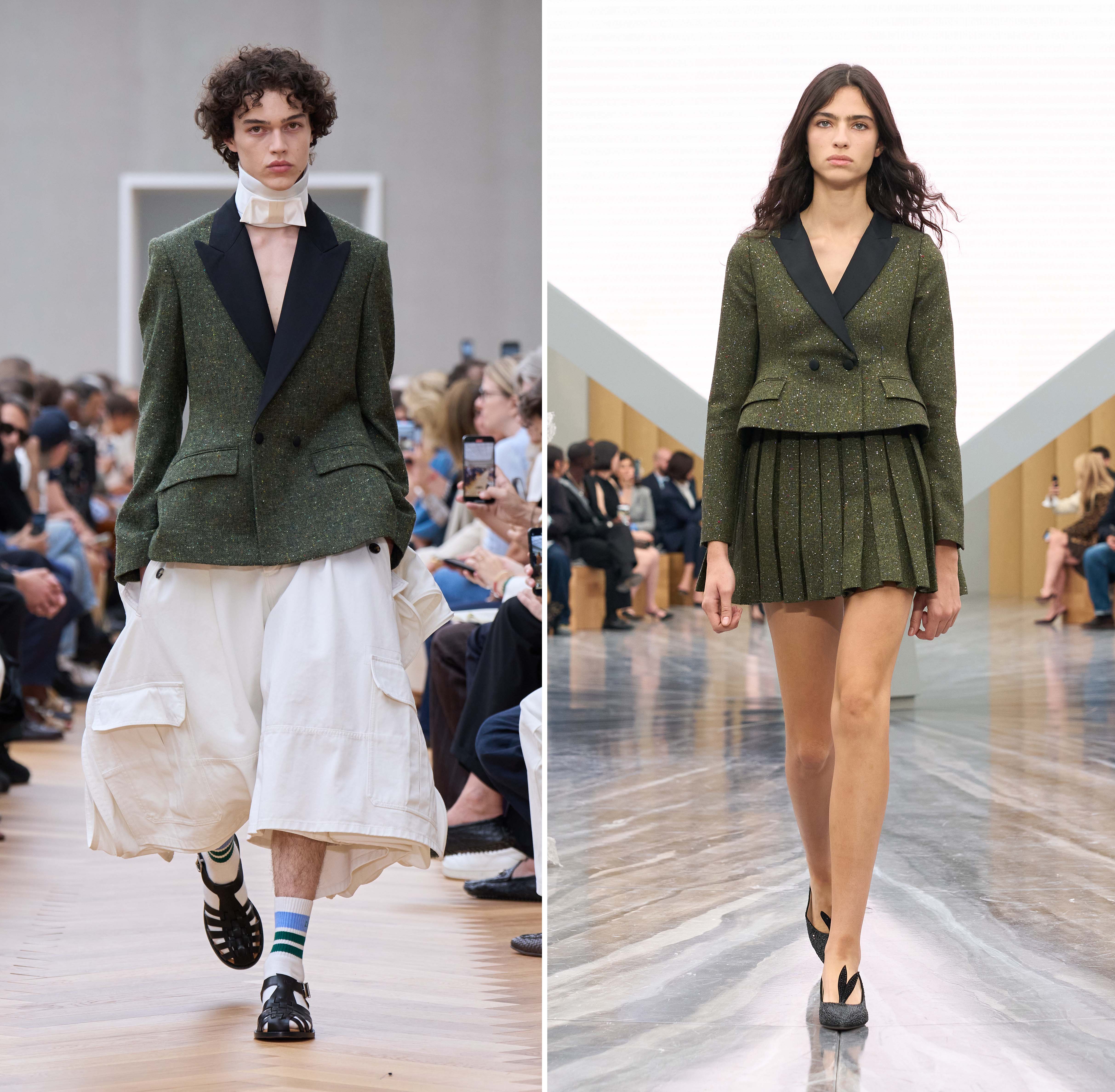 The designer explained that his first womenswear collection was an ‘evolution’ and shared many visual links to his debut menswear show (June 2025)