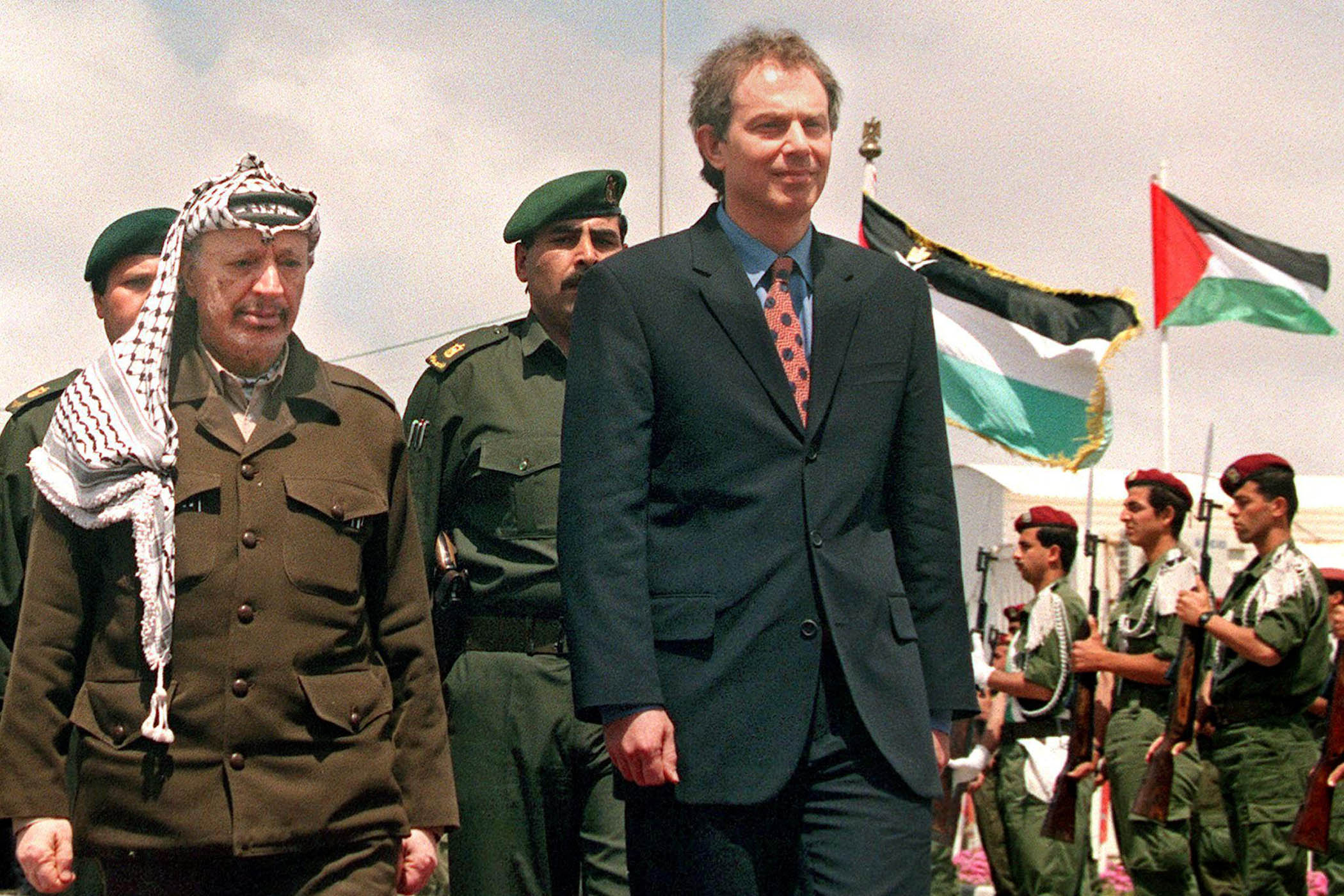 With Palestinian leader Yasser Arafat in Gaza, 1998