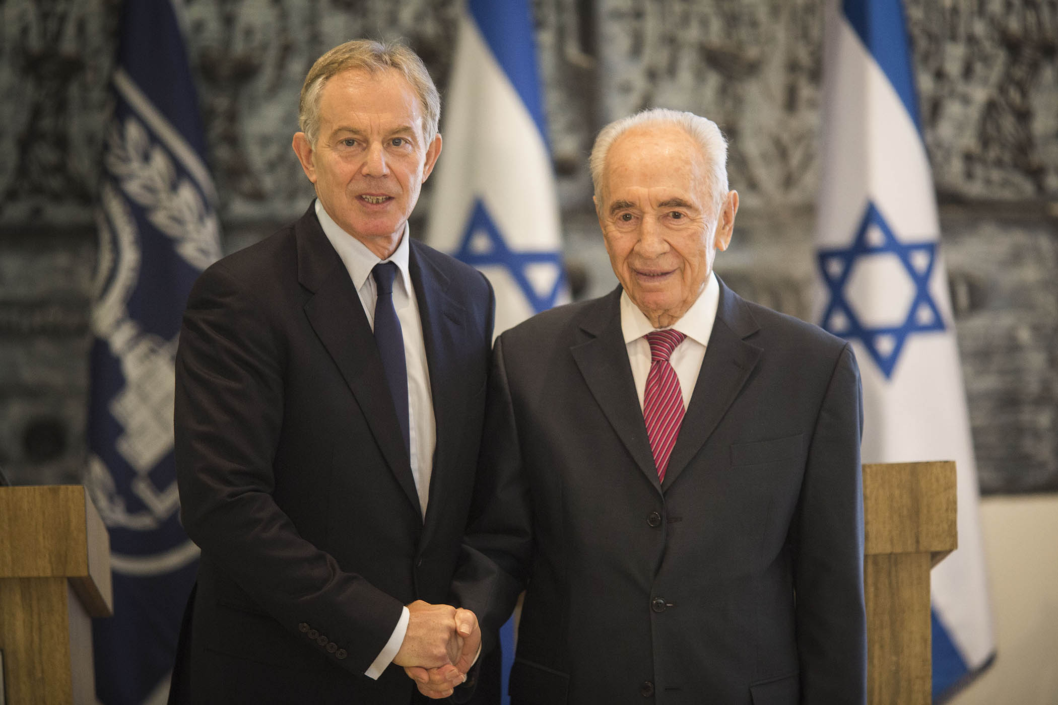 With former Israeli president Shimon Peres in Jerusalem, 2014