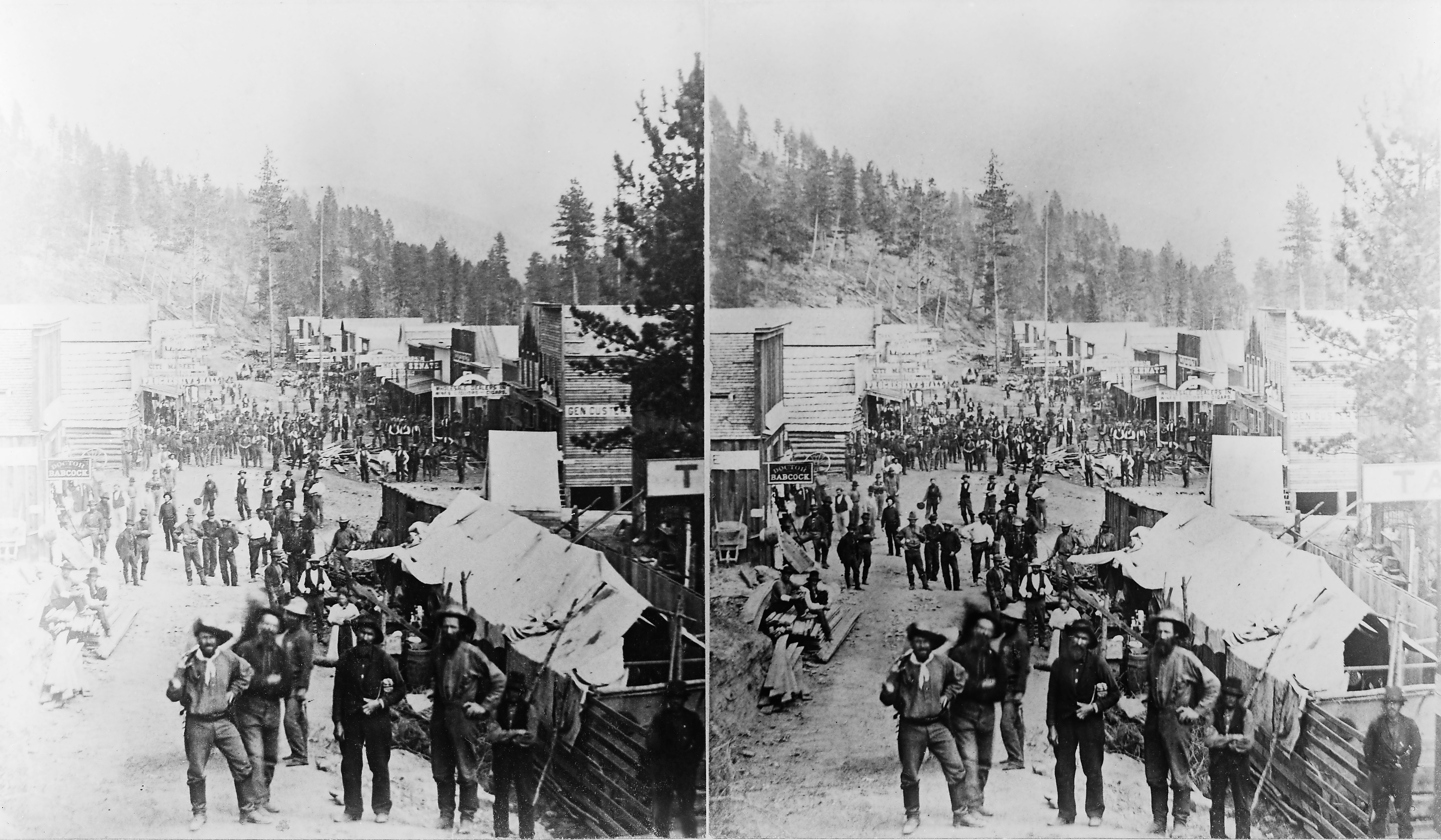 Main Street in Deadwood, South Dakota, circa 1875. Main image above: Calamity Jane at the Grave of Wild Bill in Deadwood, South Dakota, circa 1903