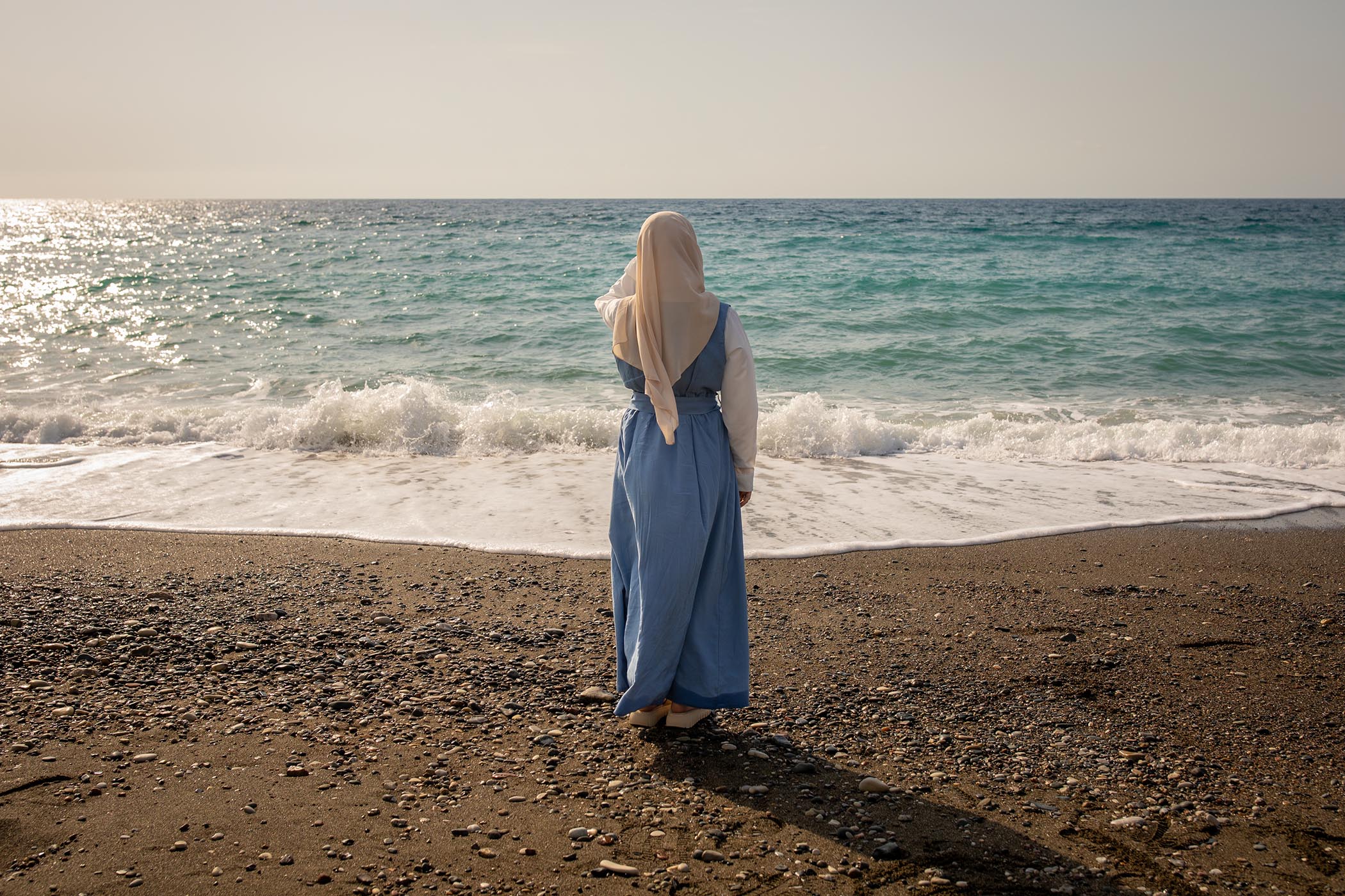 Nour Sallat, from Idlib, on the shore of the Mediterranian for the first time