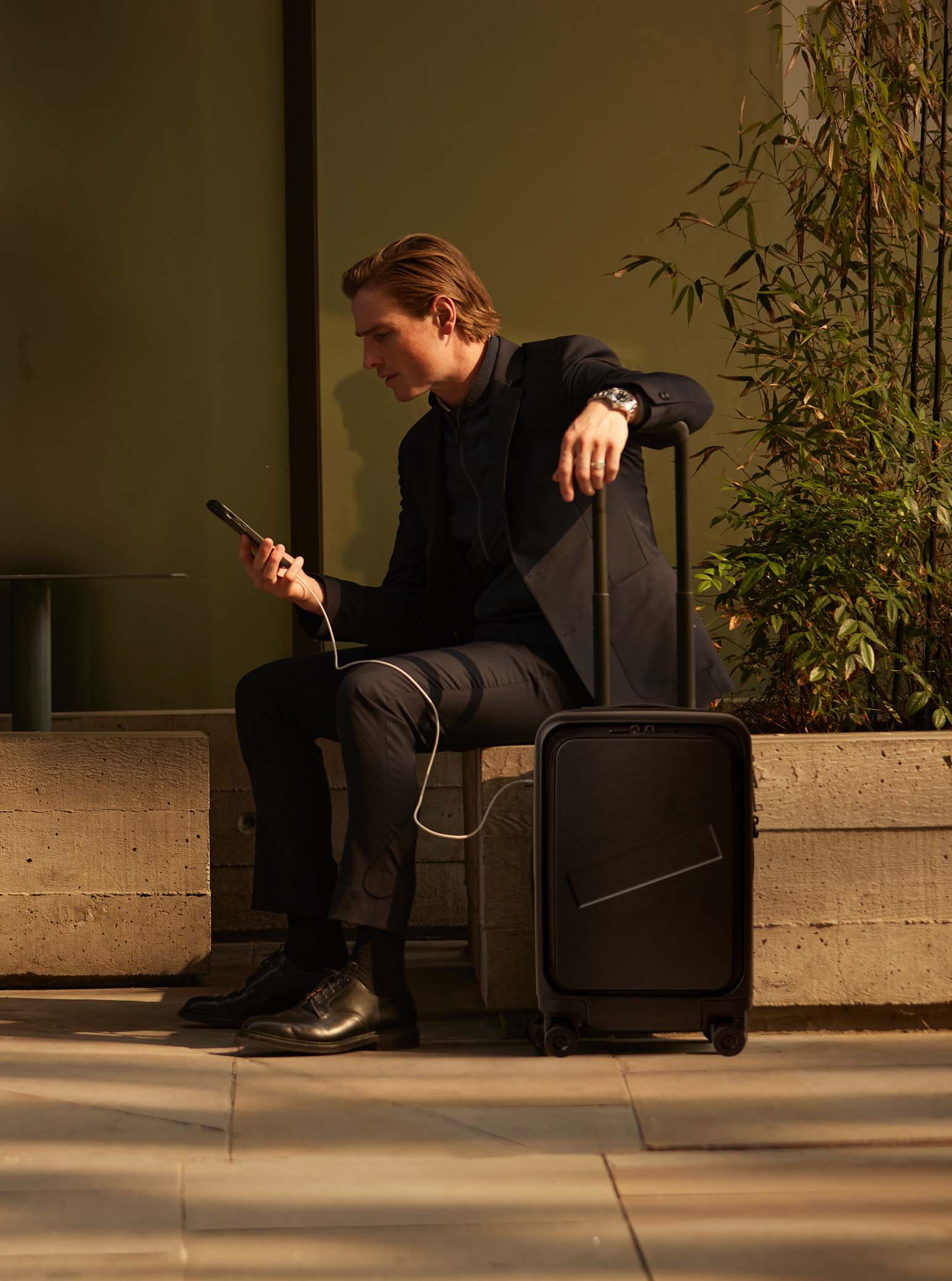 Bag of tricks Travel in style with the Émigré carry-on bag that's one-step ahead of your jet-setting needs. The case is made of a lightweight recycled polycarbonate with an 100% recycled-nylon lining, and fits perfectly within the British Airways and EasyJet carry-on size requirements. There’s a removable laptop sleeve to help you sail through security checks and a TPU-coated waterproof compartment for your damp gym clothes or dirty laundry. The four-wheel design and three-height handle ensure an ease of motion and the outer shell even has USB-C and USB-A ports for charging devices on the go. Time to go to the gate. £525, Émigré