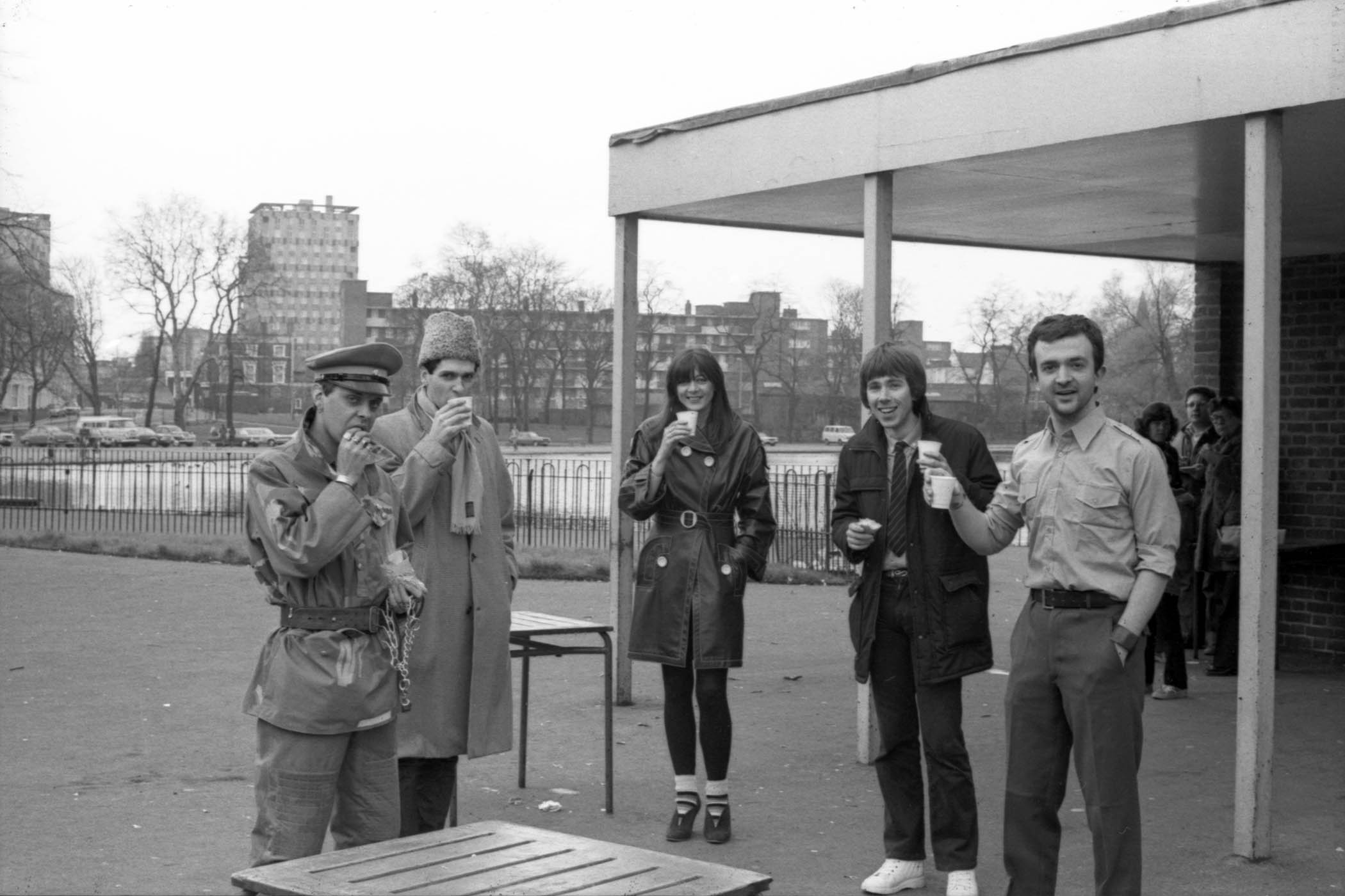 Journalist Jon Savage, second from left, with Tutti and her Throbbing Gristle bandmates, from left, Genesis P-Orridge, Chris Carter and Peter 'Sleazy' Christopherson in 1981