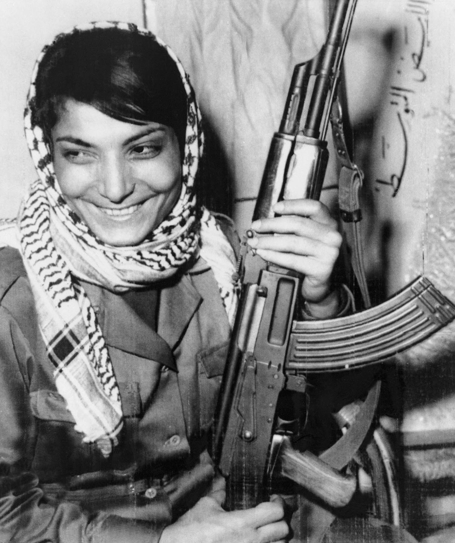 Above: Layla Khaled photographed in 1969 after the PFLP hijacking of TWA flight 840; main picture: two of the passenger jets that were diverted by the PFLP to Dawson’s Field in Jordan, September 1970.