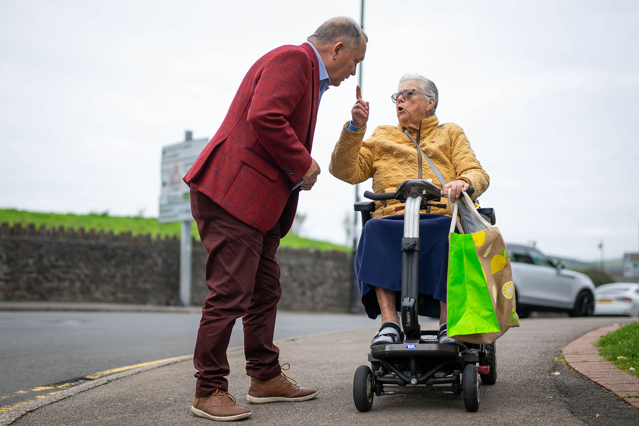 Lindsay Whittle, the Plaid Cymru candidate, canvasses opinion in Caerphilly last week