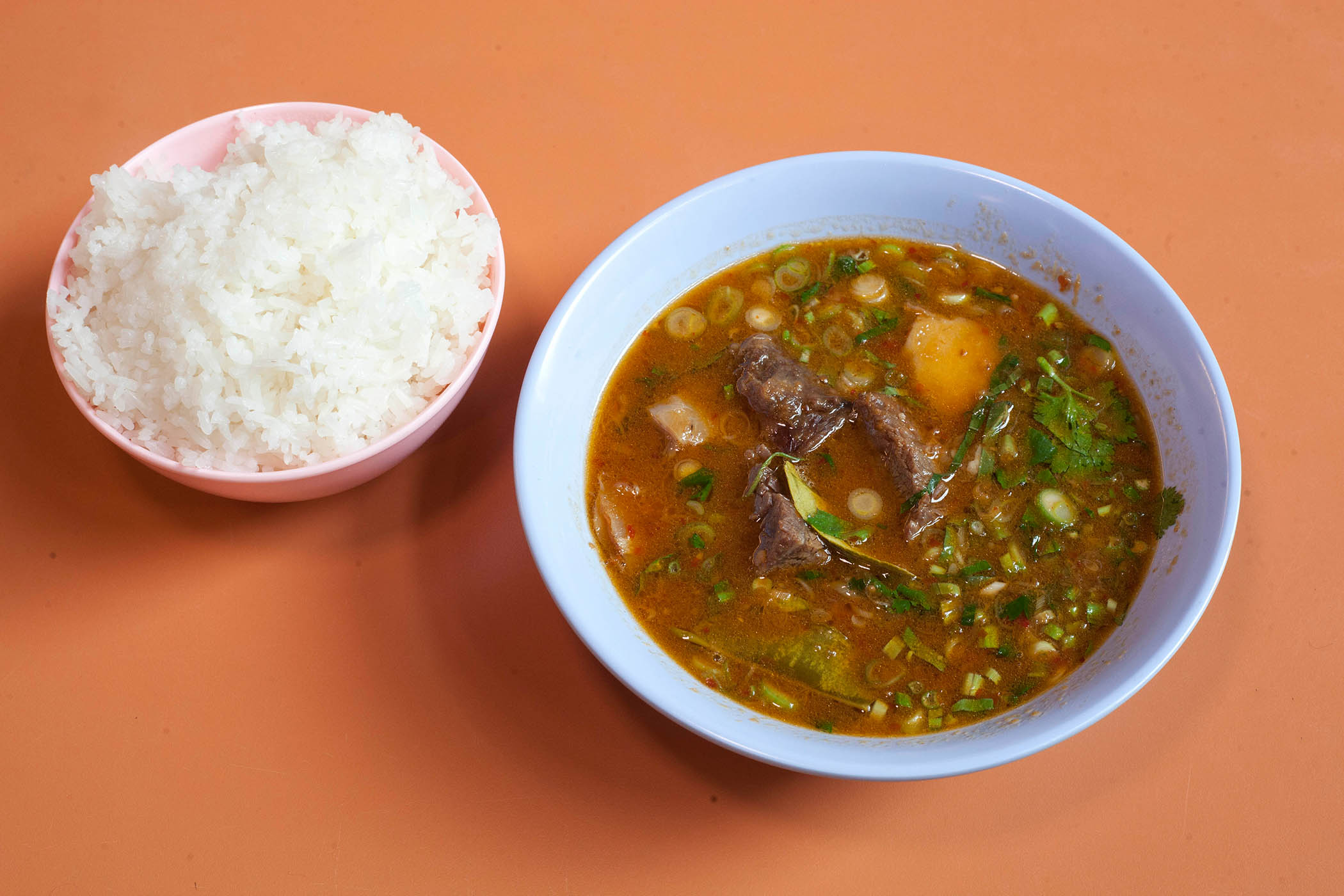 ‘Unctuous beef in a coconutty broth’: ox cheek with jasmine rice