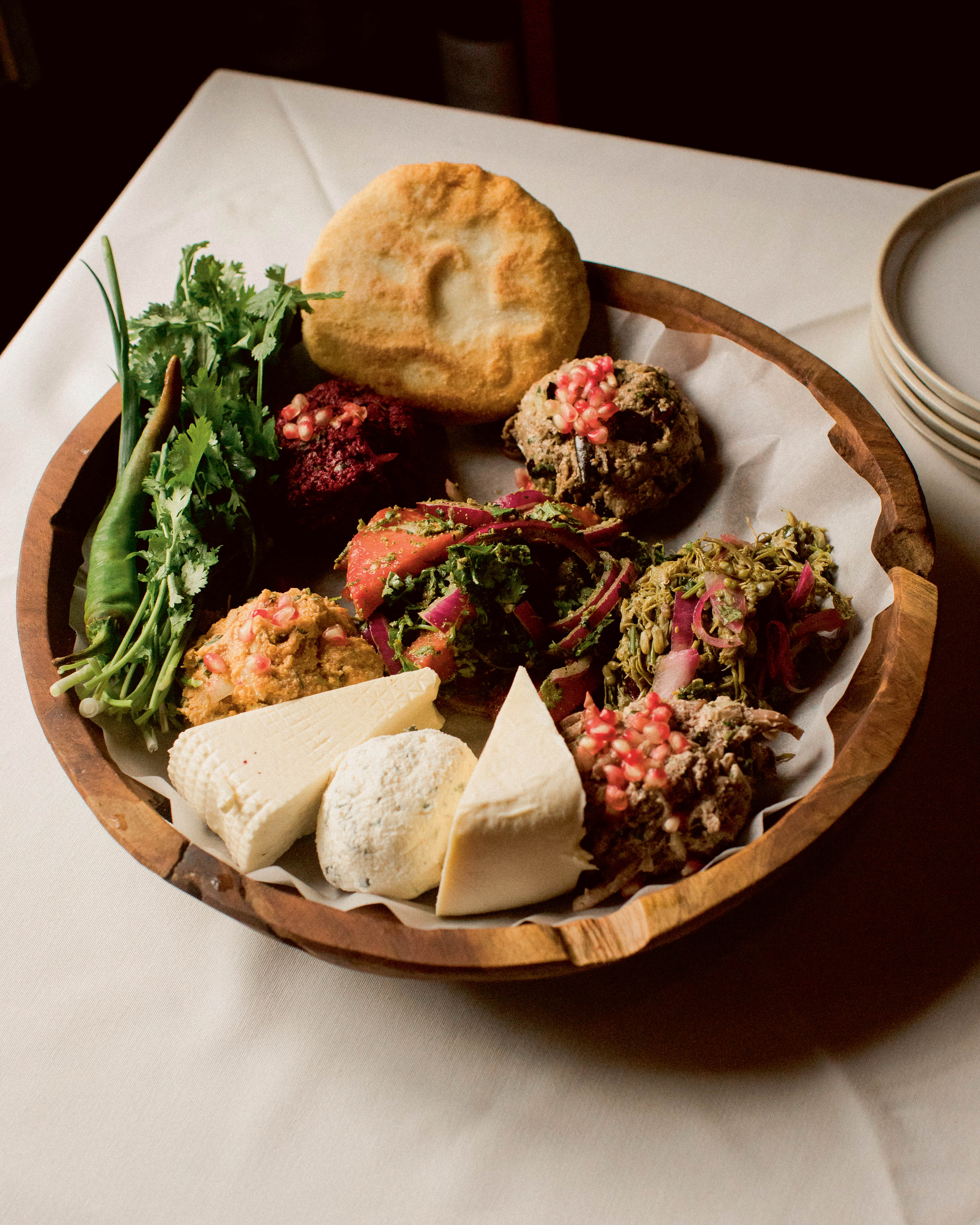 An orchestra of Caucasian flavours’: a platter of seasonal pkhalis, cheeses, herbs and cornbread at Doli restaurant in Kutaisi