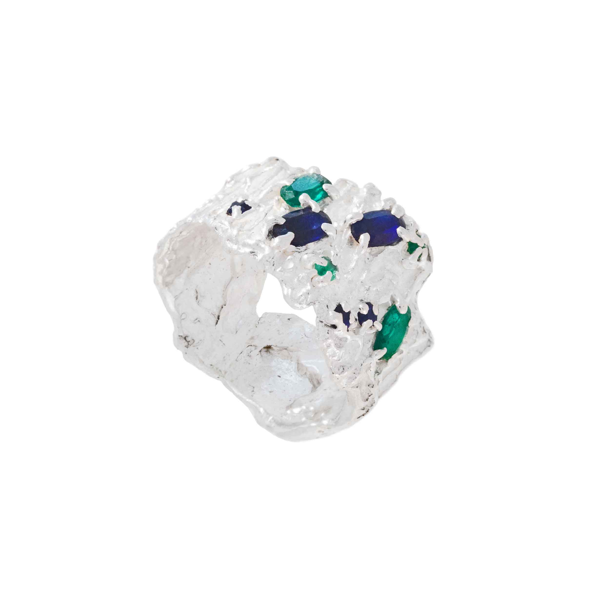 Sapphire and emerald ring, £245, Loveness Lee