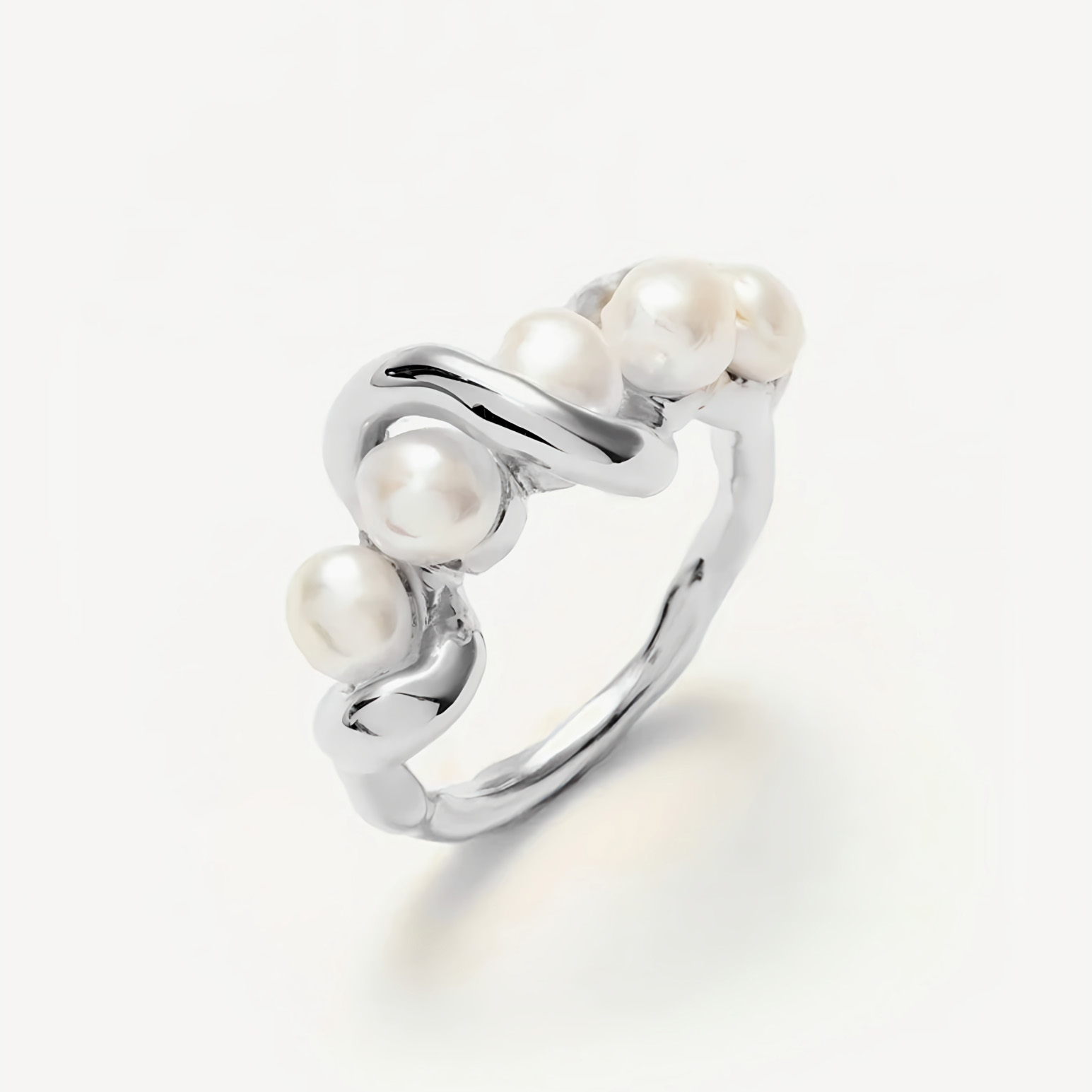 Pearl twisted ring, £105, Missoma