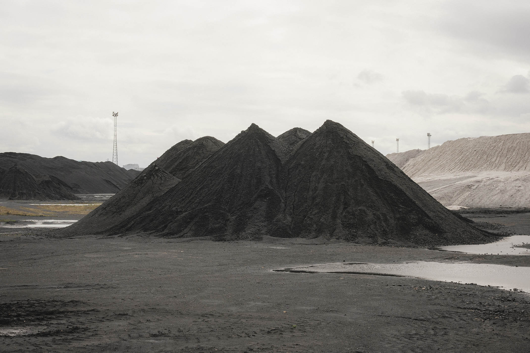 A slag heap on the site of a concrete manufacturer near the shores of the River Tees
