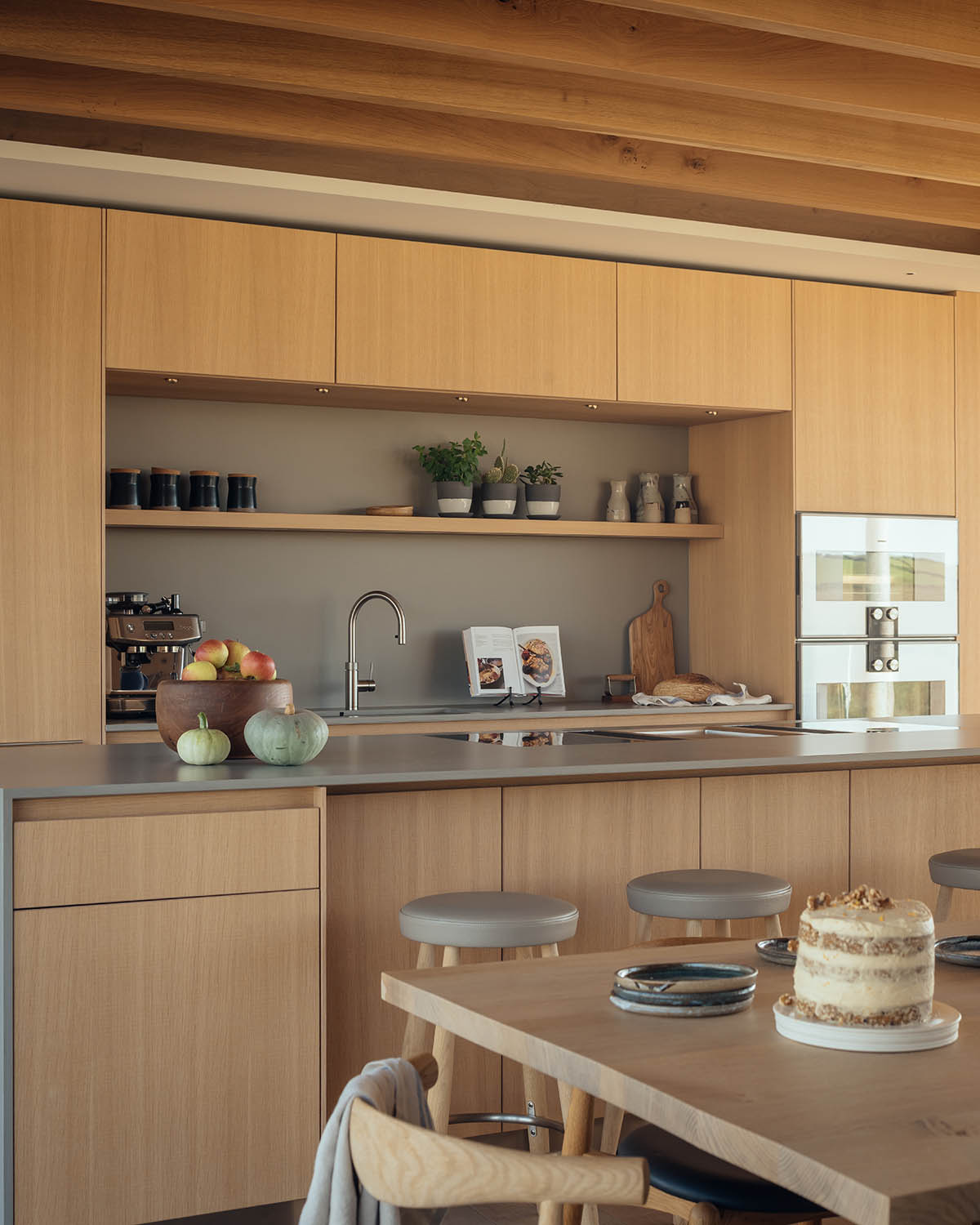 Comfy kitchen: lots of honey-coloured oak