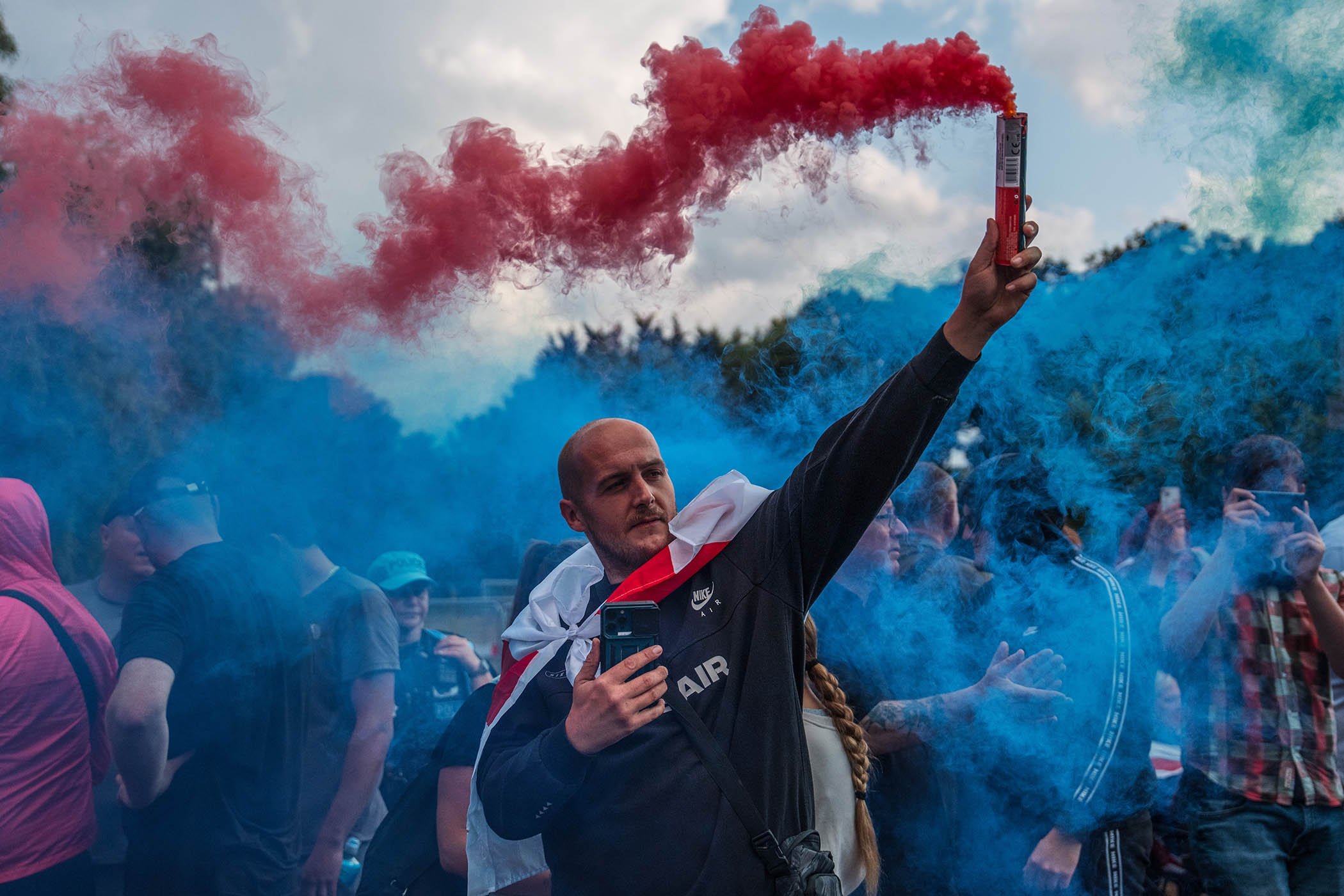 ‘We’re not rightwing thugs’: How Epping became the new voice of anti-migrant protests