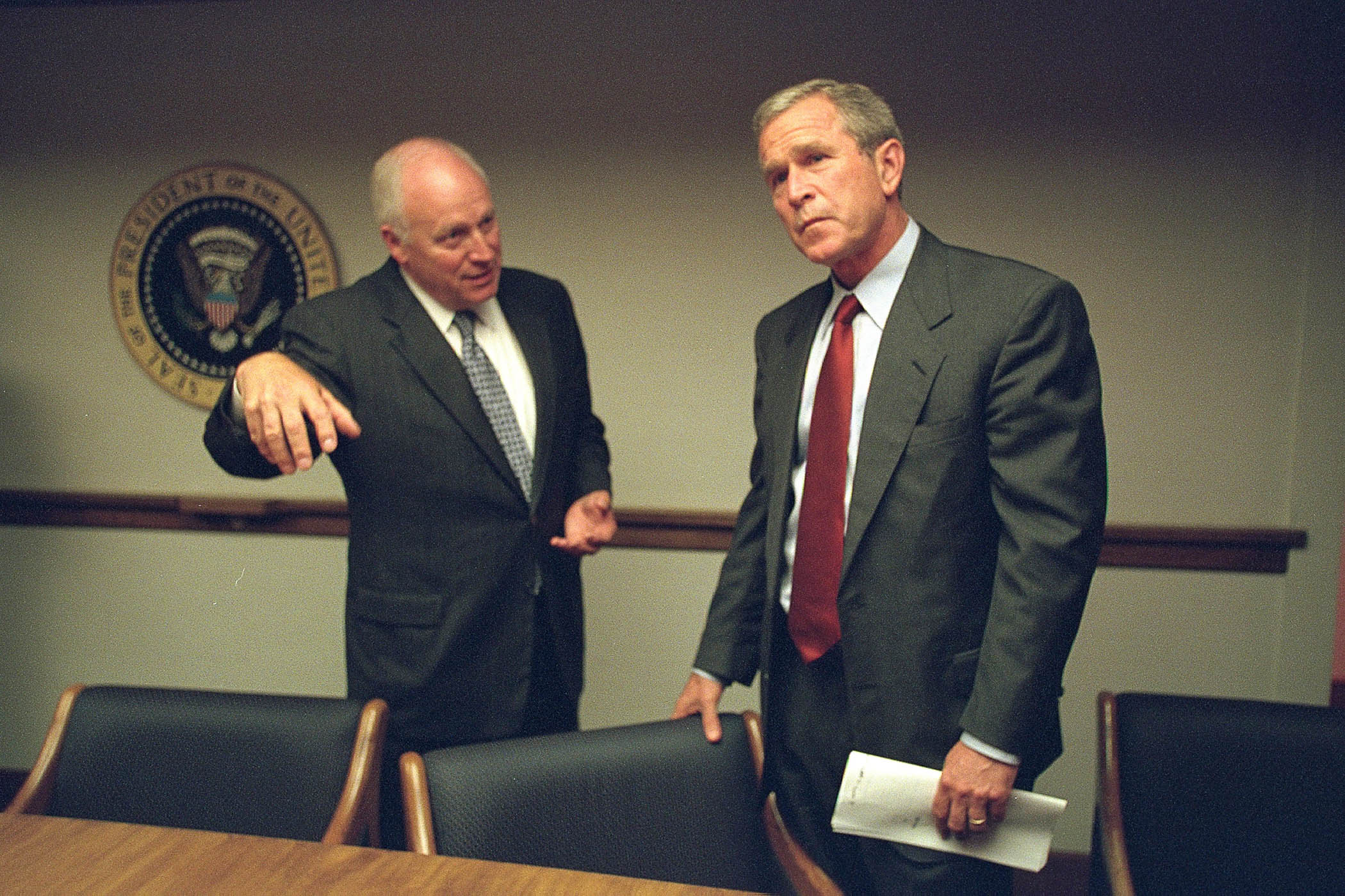With President George W Bush on 11 September 2001
