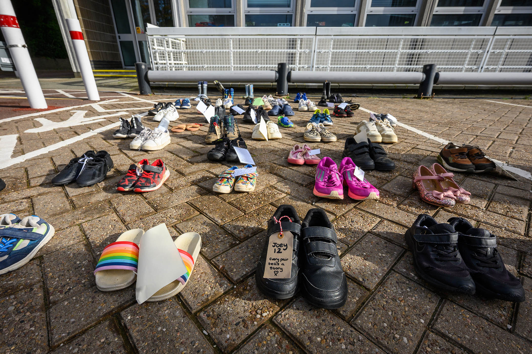 Children’s shoes left outside Lewes district council offices as part of a demonstration organised by SEND Sanctuary UK