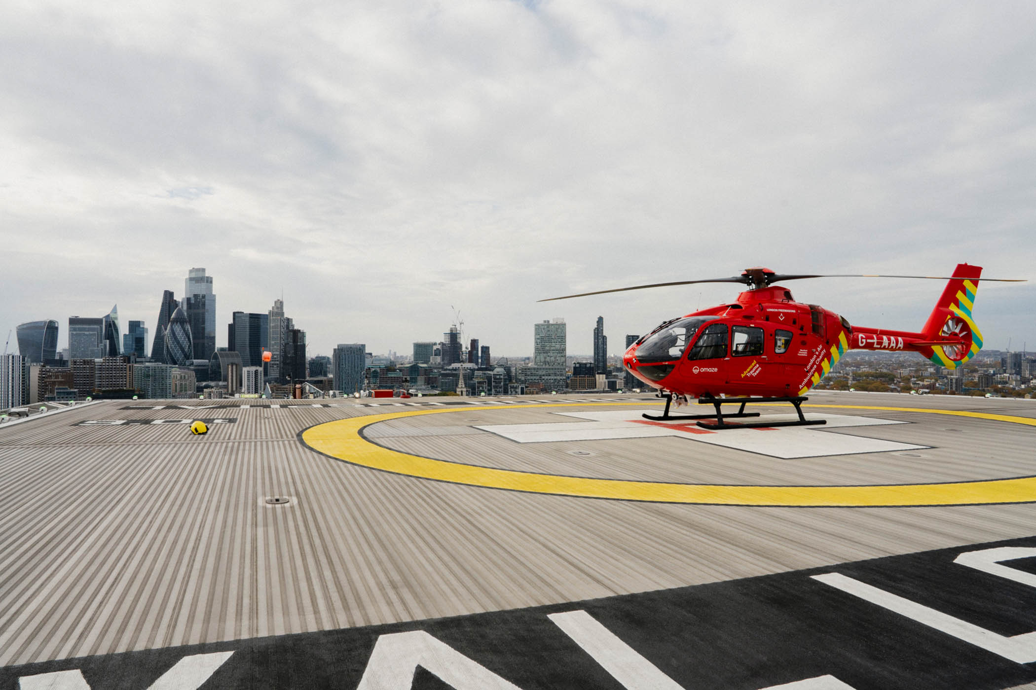 The days begins on the helipad of the Royal London Hospital