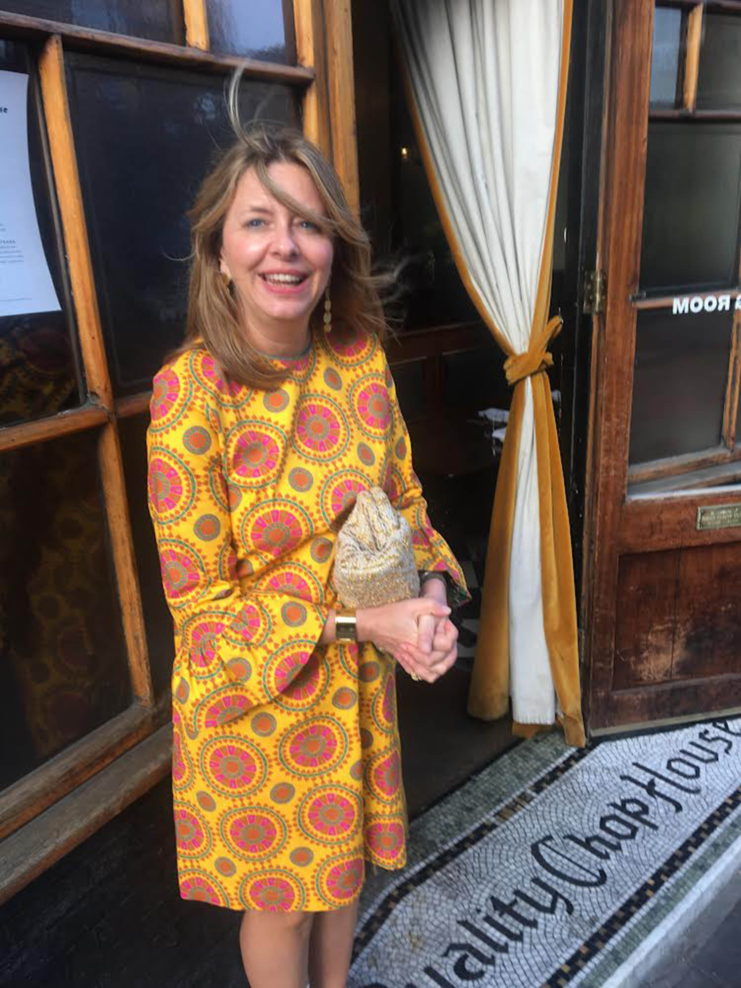 Rachel outside a favourite restaurant