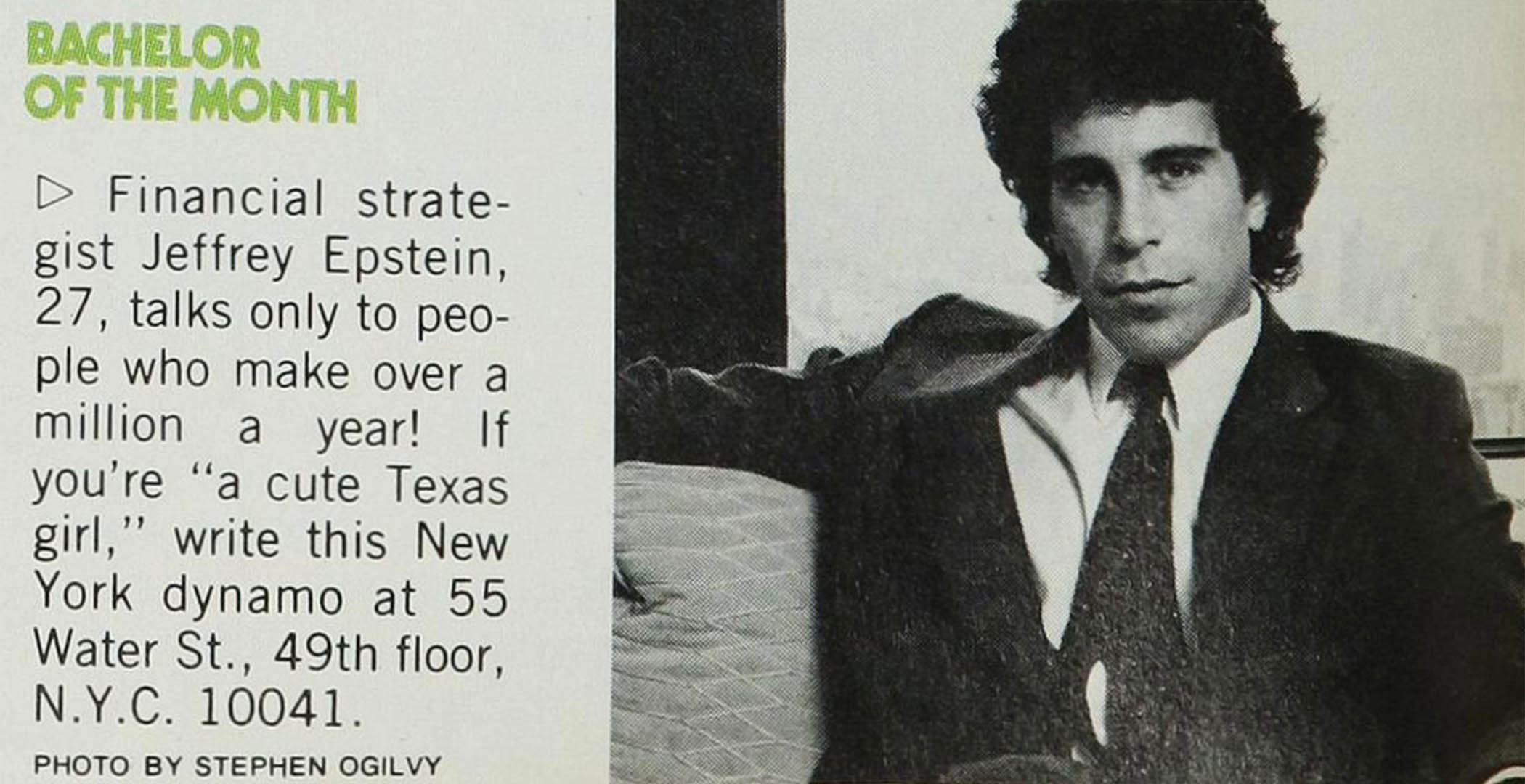 The Cosmopolitan article from 1980 stating that Epstein ‘talks only to people who make over a million a year’