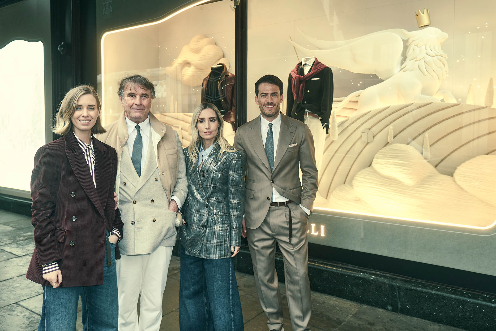 Cool, calm and collected: Brunello Cucinelli at Harrods with daughters Carolina and Camilla and CEO Riccardo Stefanelli