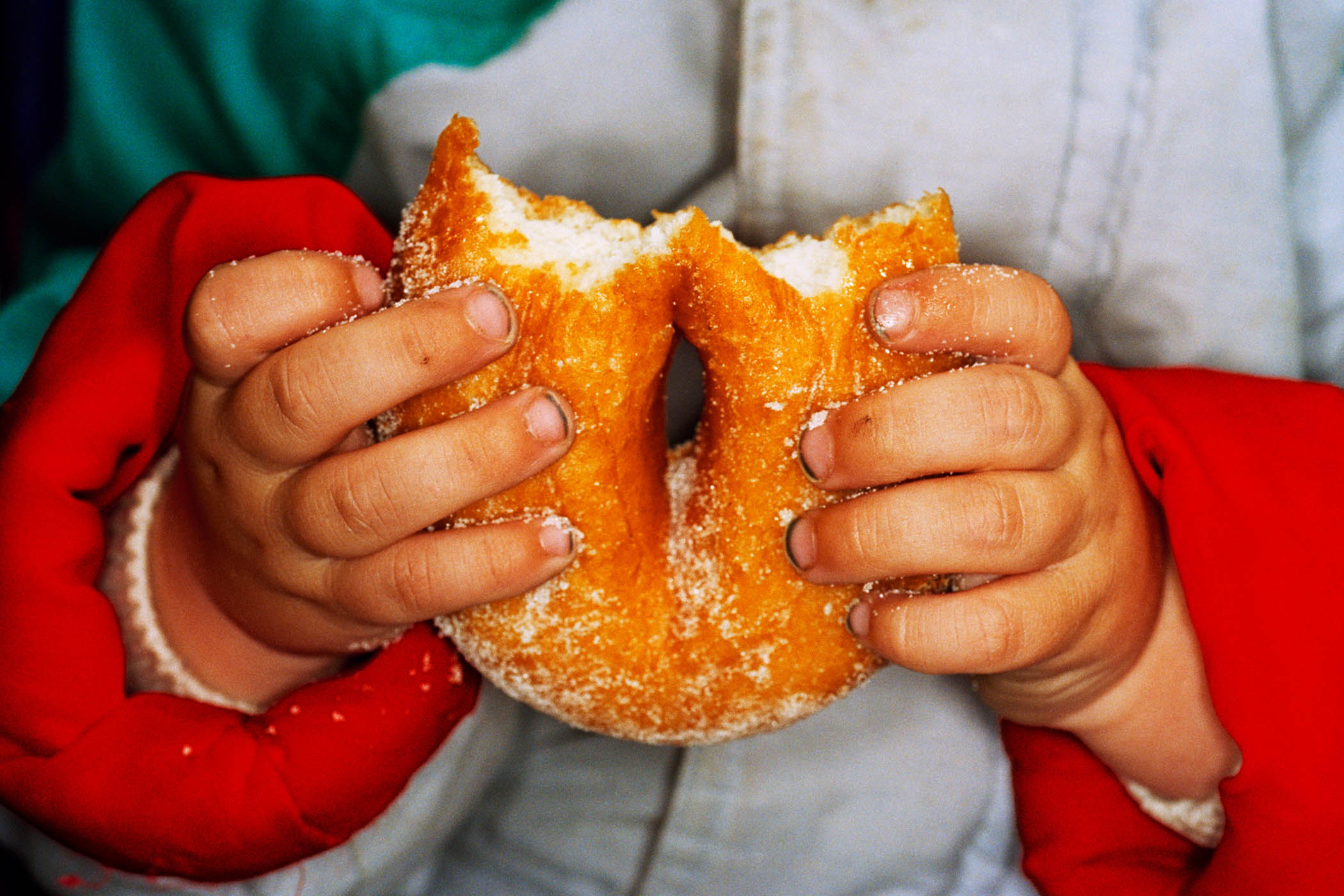 Tucking into a doughnut in Ramsgate