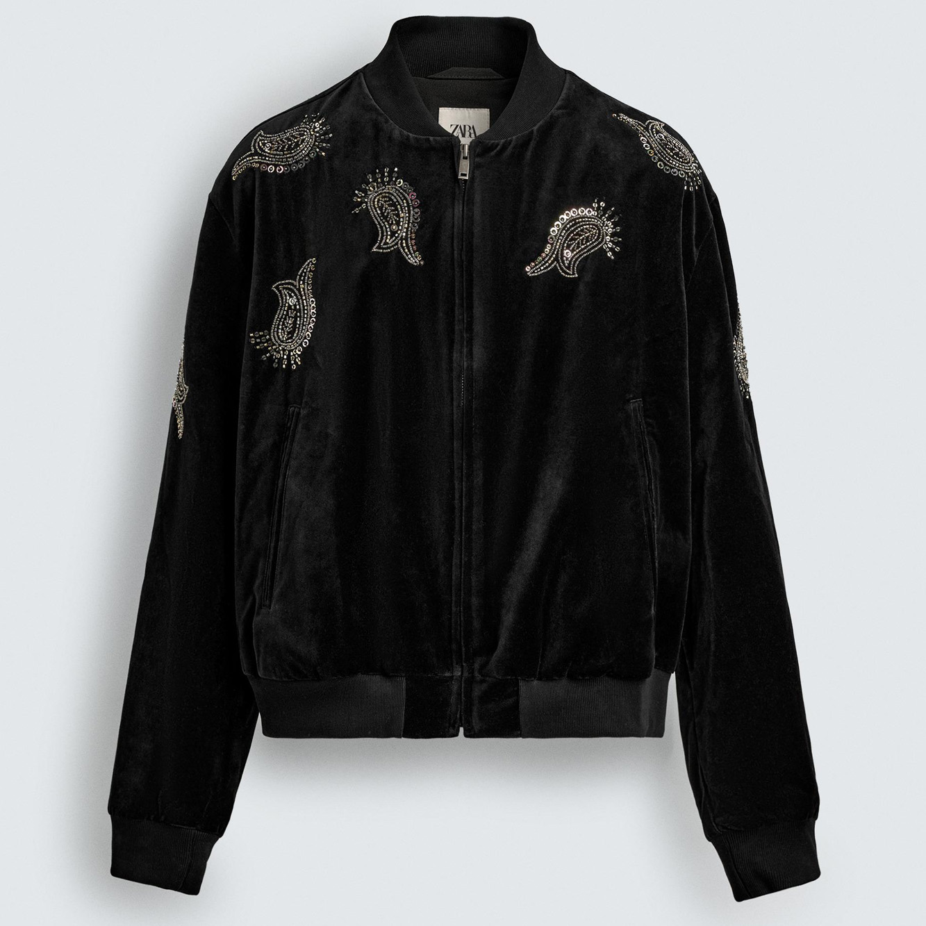 Velvet bomber, £119, Zara