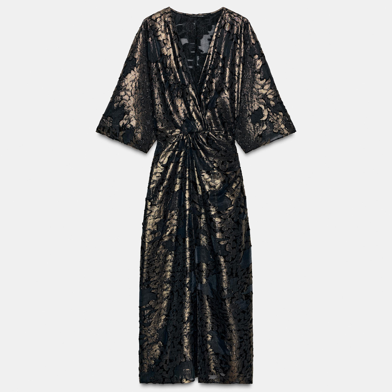 Foil draped midi dress, £49.99, Zara