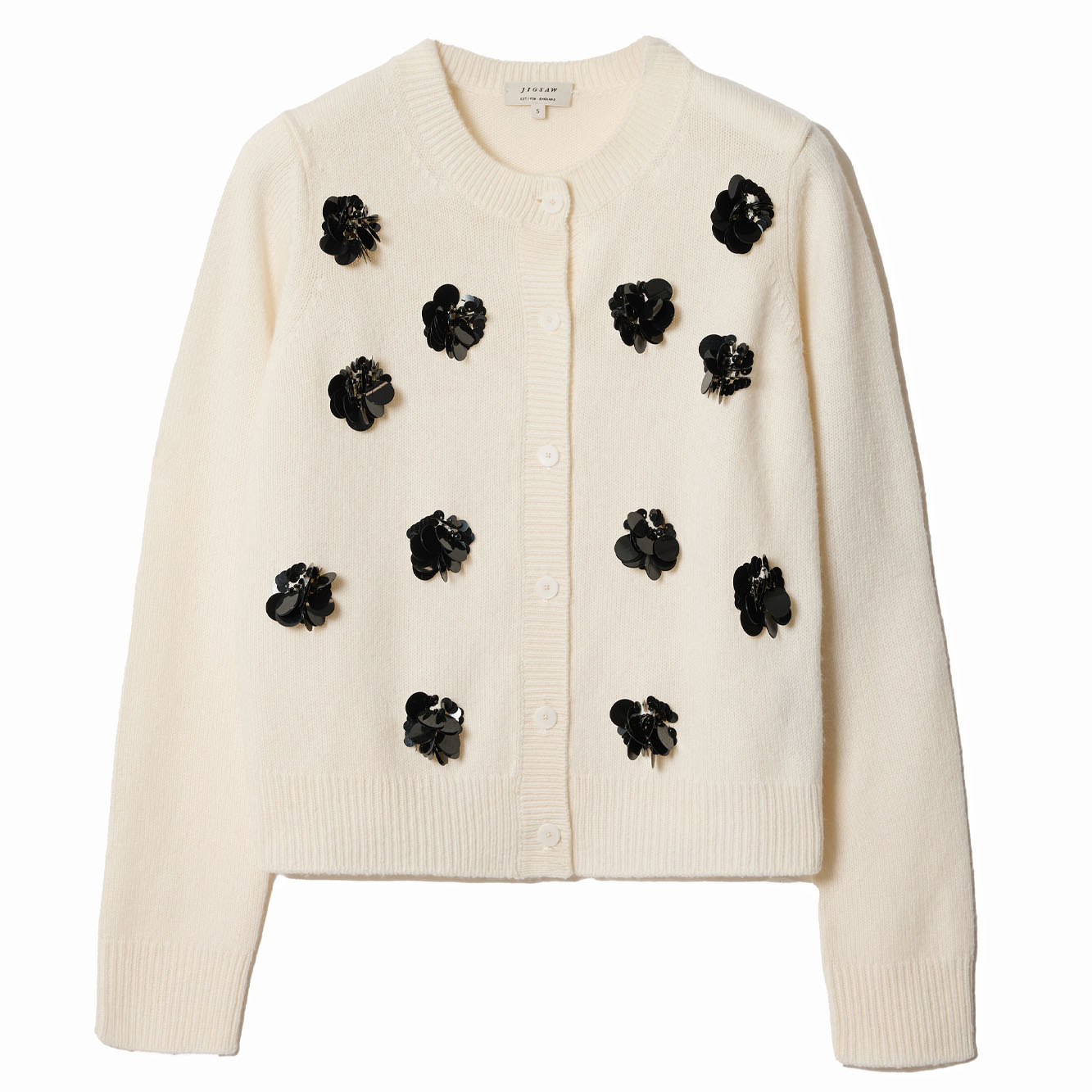 Embellished knitted cardigan, £155, Jigsaw