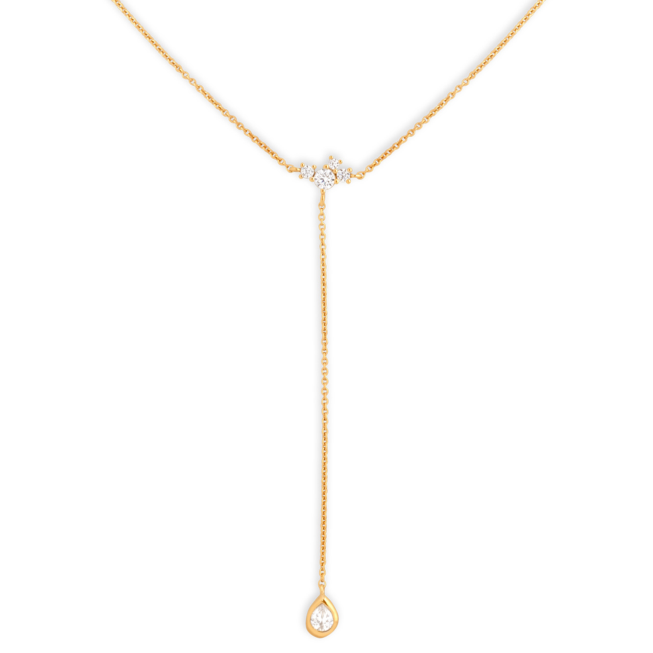Pear bezel lariat necklace, £110, Astrid and Miyu