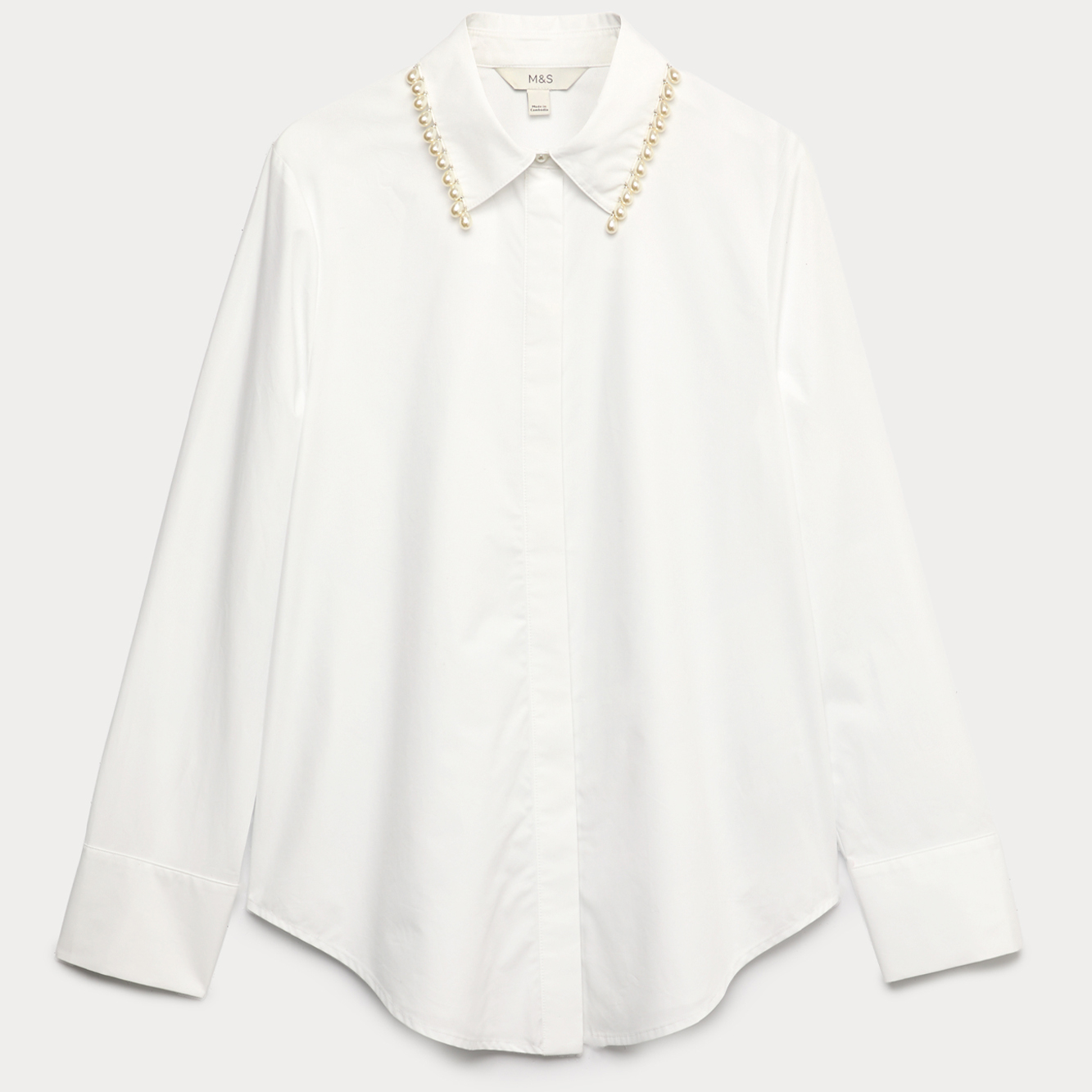 Beaded collar shirt, £46, M&S