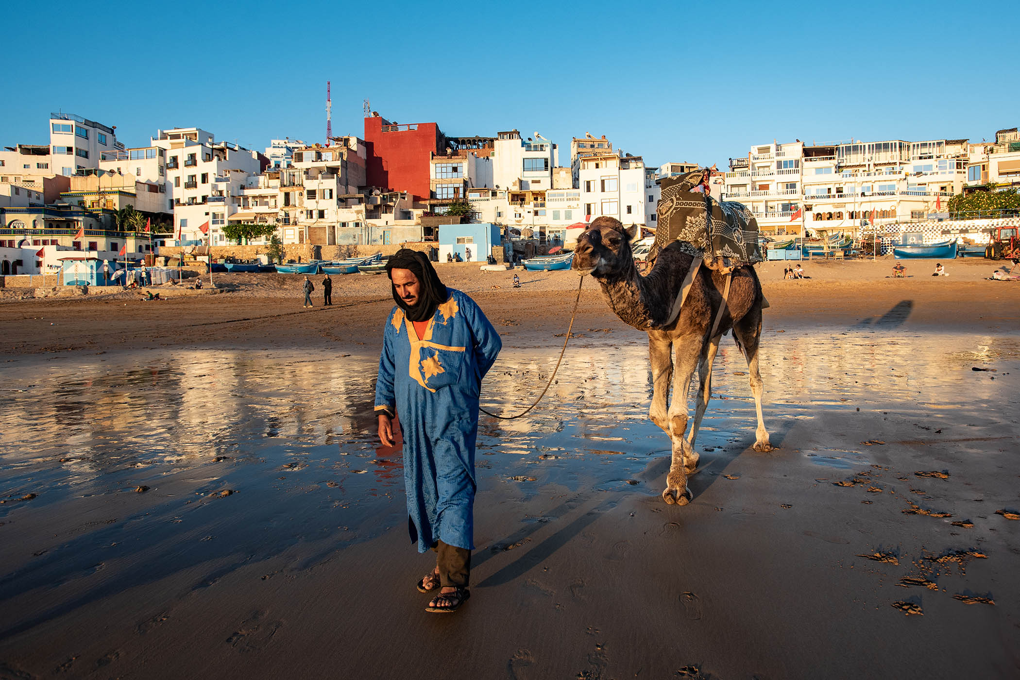 The surf town of Taghazout, just outside Agadir, where tourists would have little idea of the social turmoil rocking the region