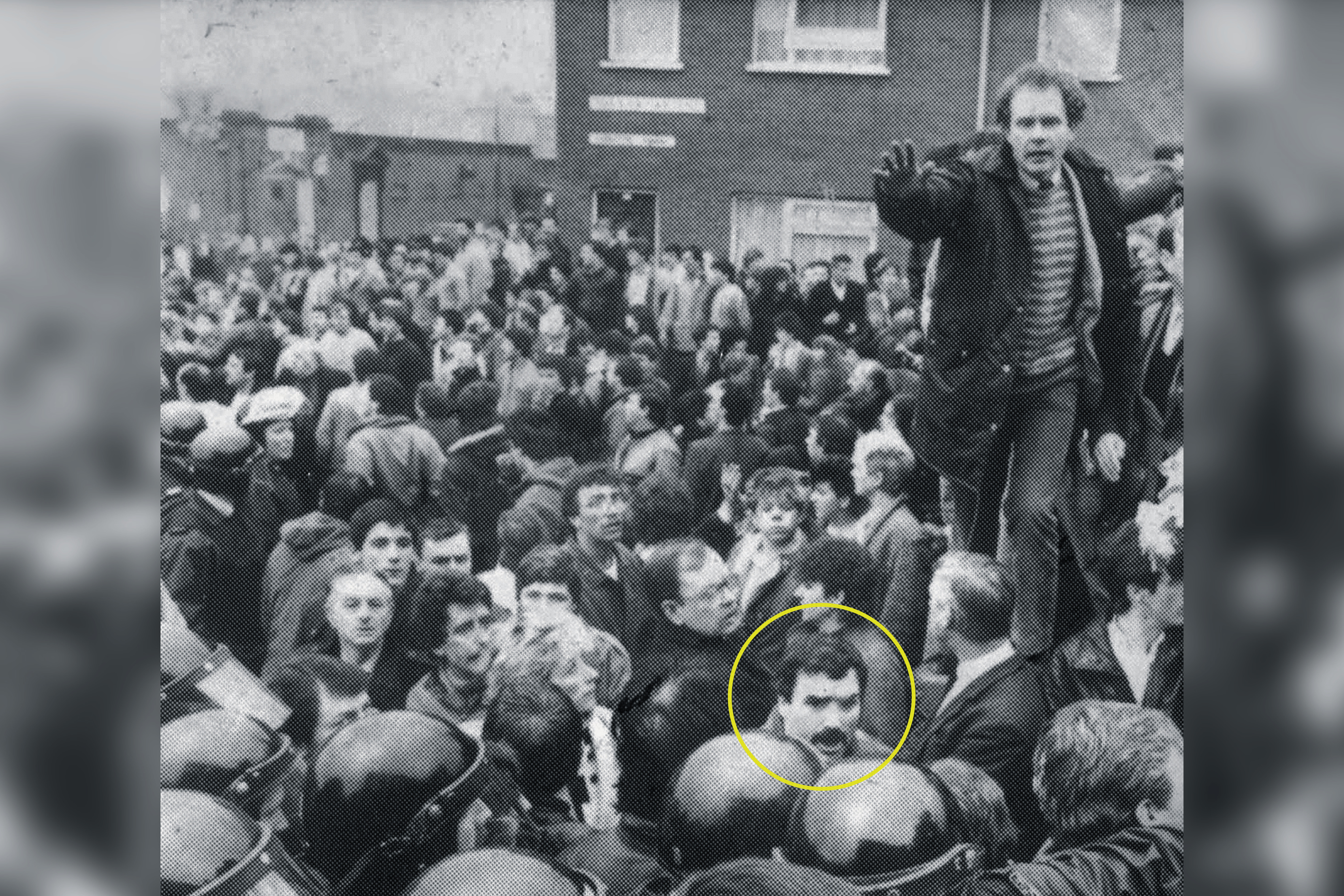 Freddie Scappaticci, circled, at an IRA funeral in 1987 with Martin McGuinness, then a senior figure in the republican movement