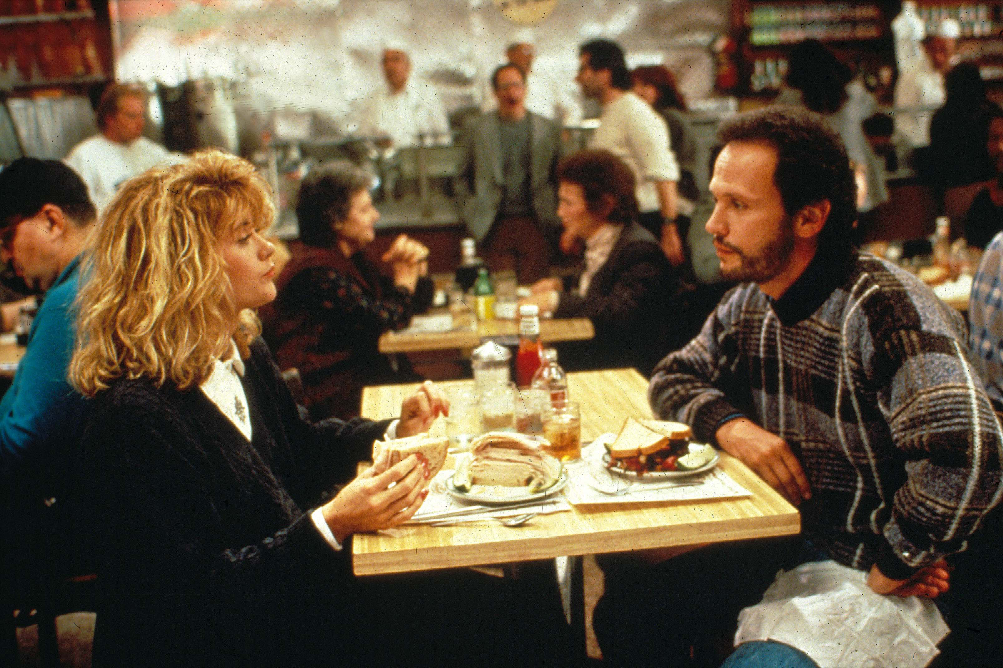 Meg Ryan and Billy Crystal star in When Harry Met Sally’s now-legendary Katz’s Deli scene