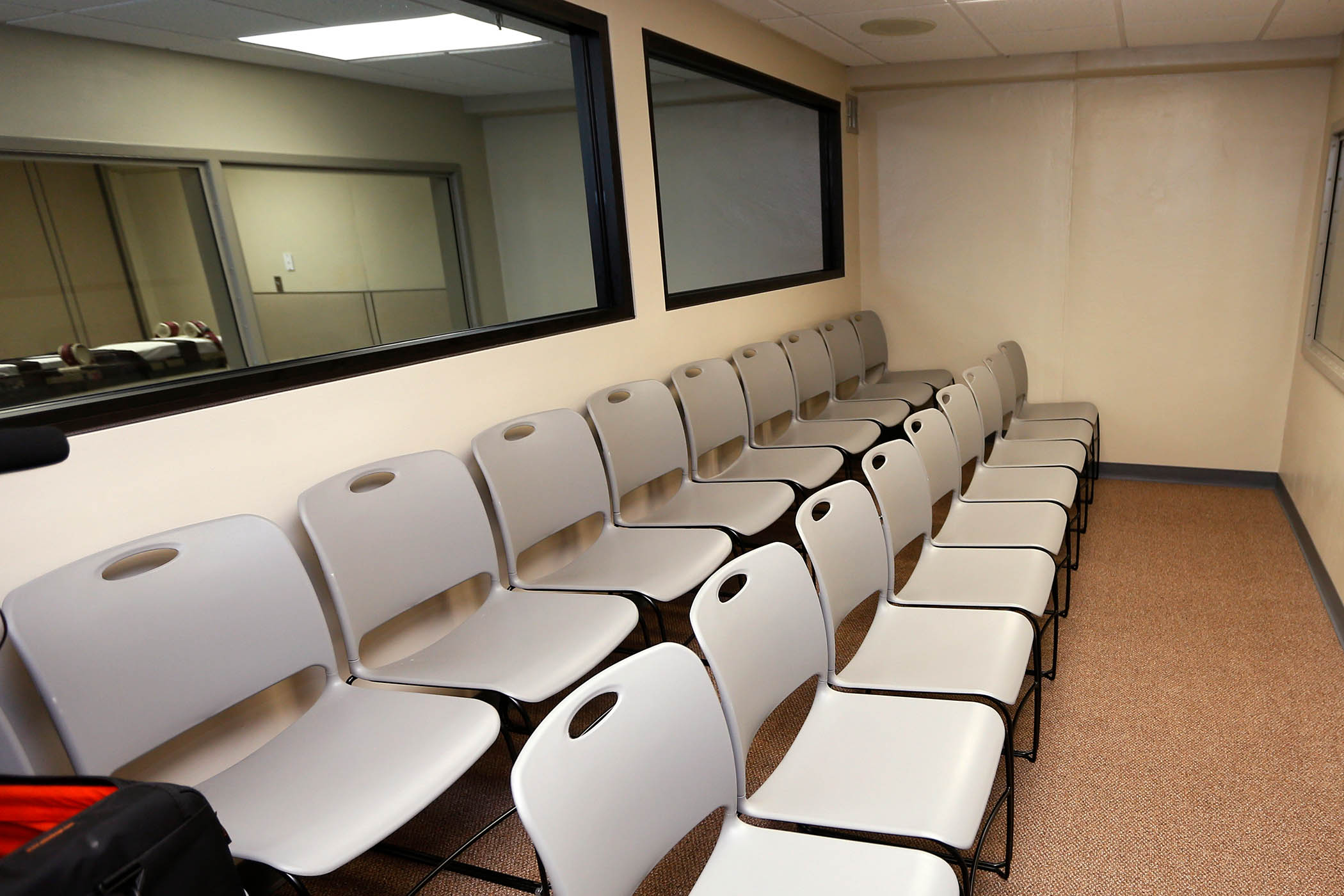 The viewing area in the execution chamber at the Oklahoma State Penitentiary in McAlester