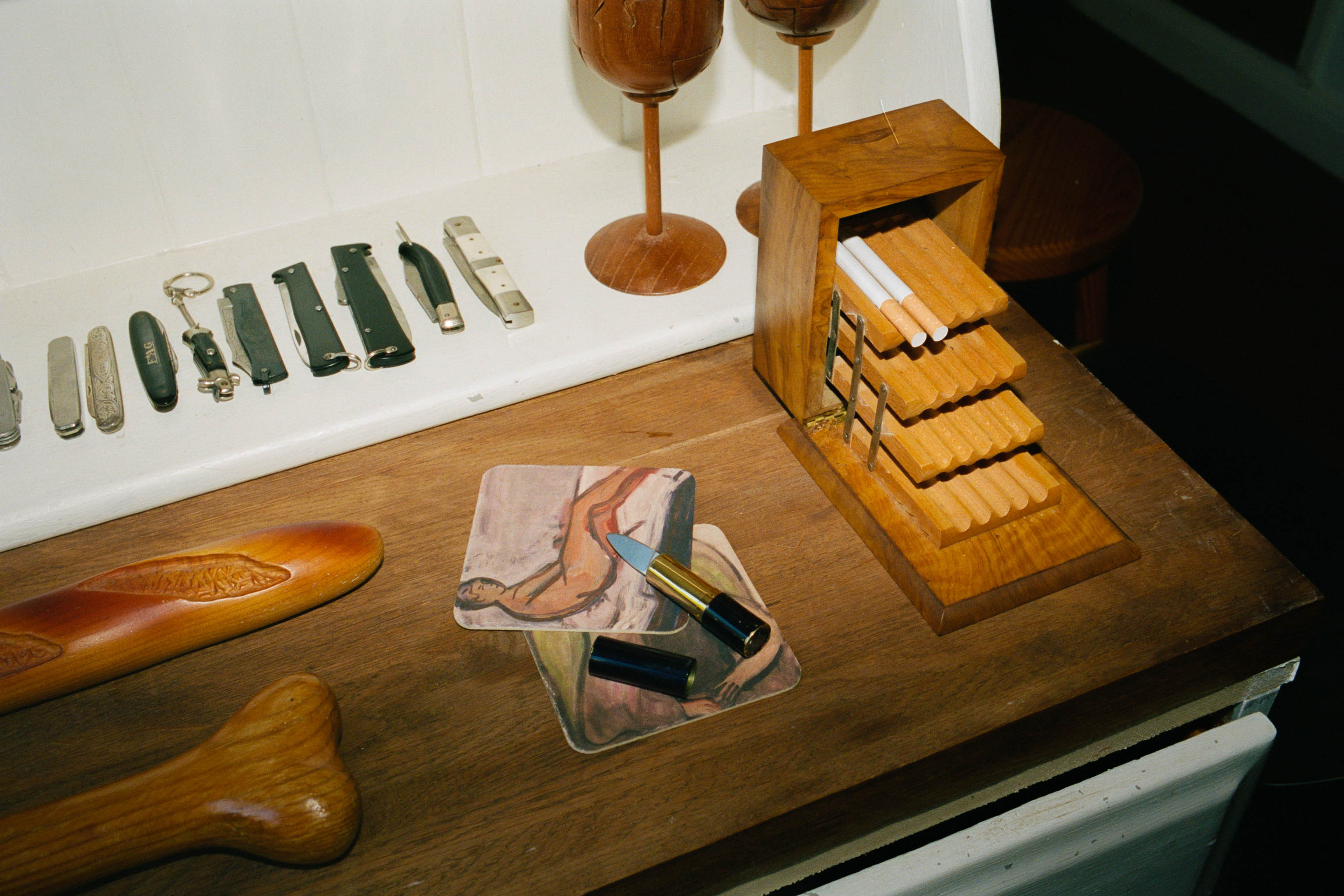 Her comfy home in Kent is full of curios, including a fine penknife collection