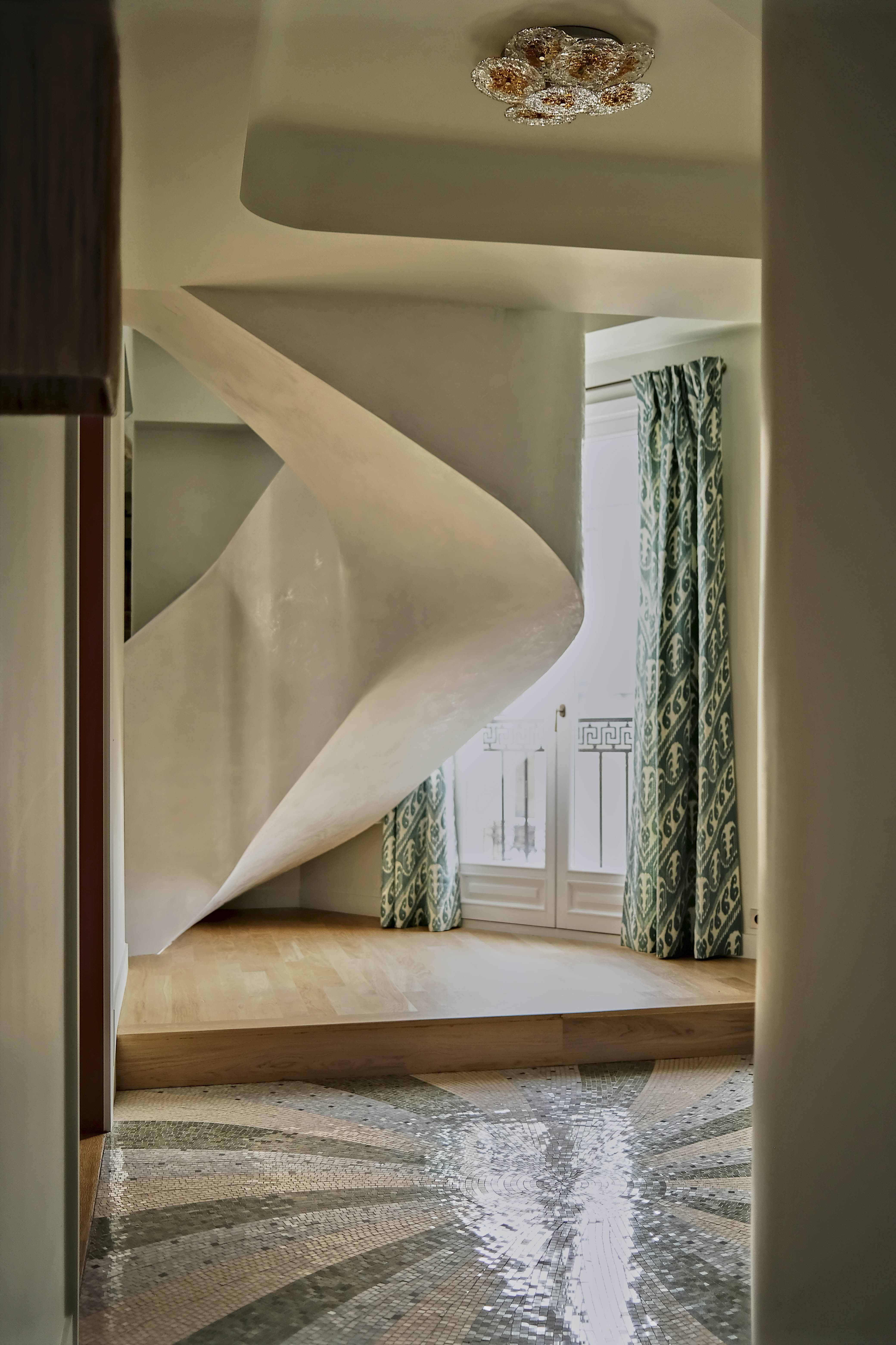 The entrance with its stunning, Italian-style mosaic floor